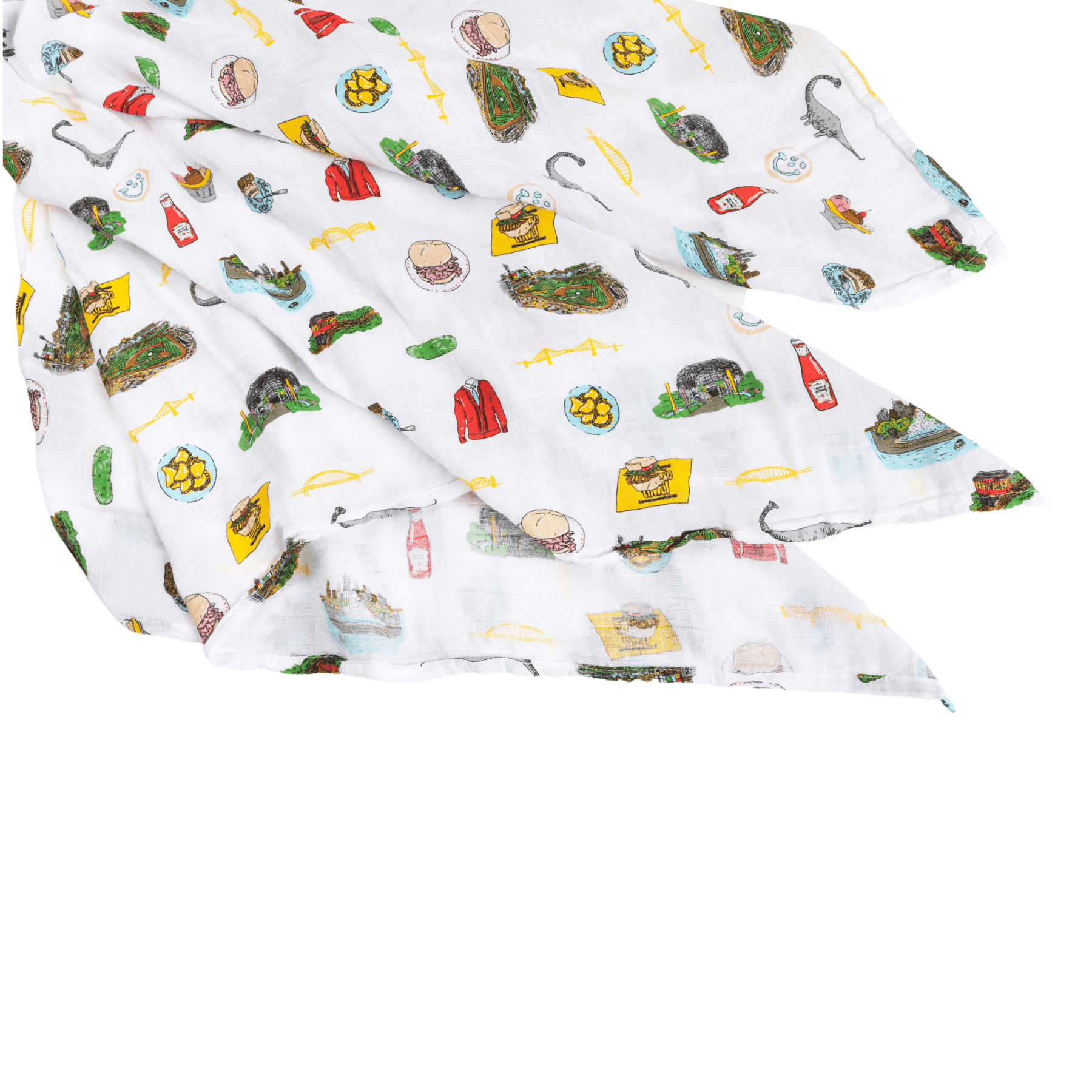 Giftset: Pittsburgh Baby Muslin Swaddle Blanket And Burp Cloth/bib Combo