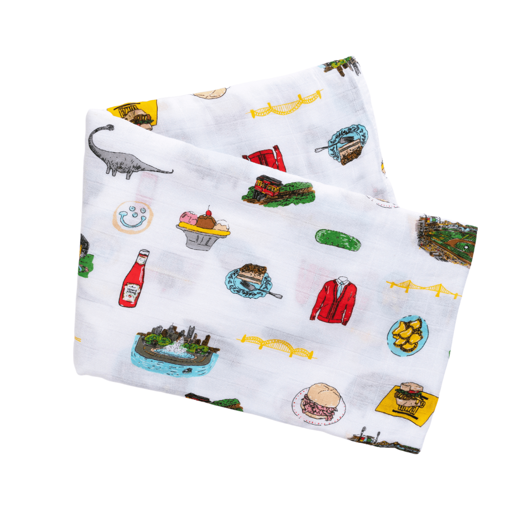 Giftset: Pittsburgh Baby Muslin Swaddle Blanket And Burp Cloth/bib Combo