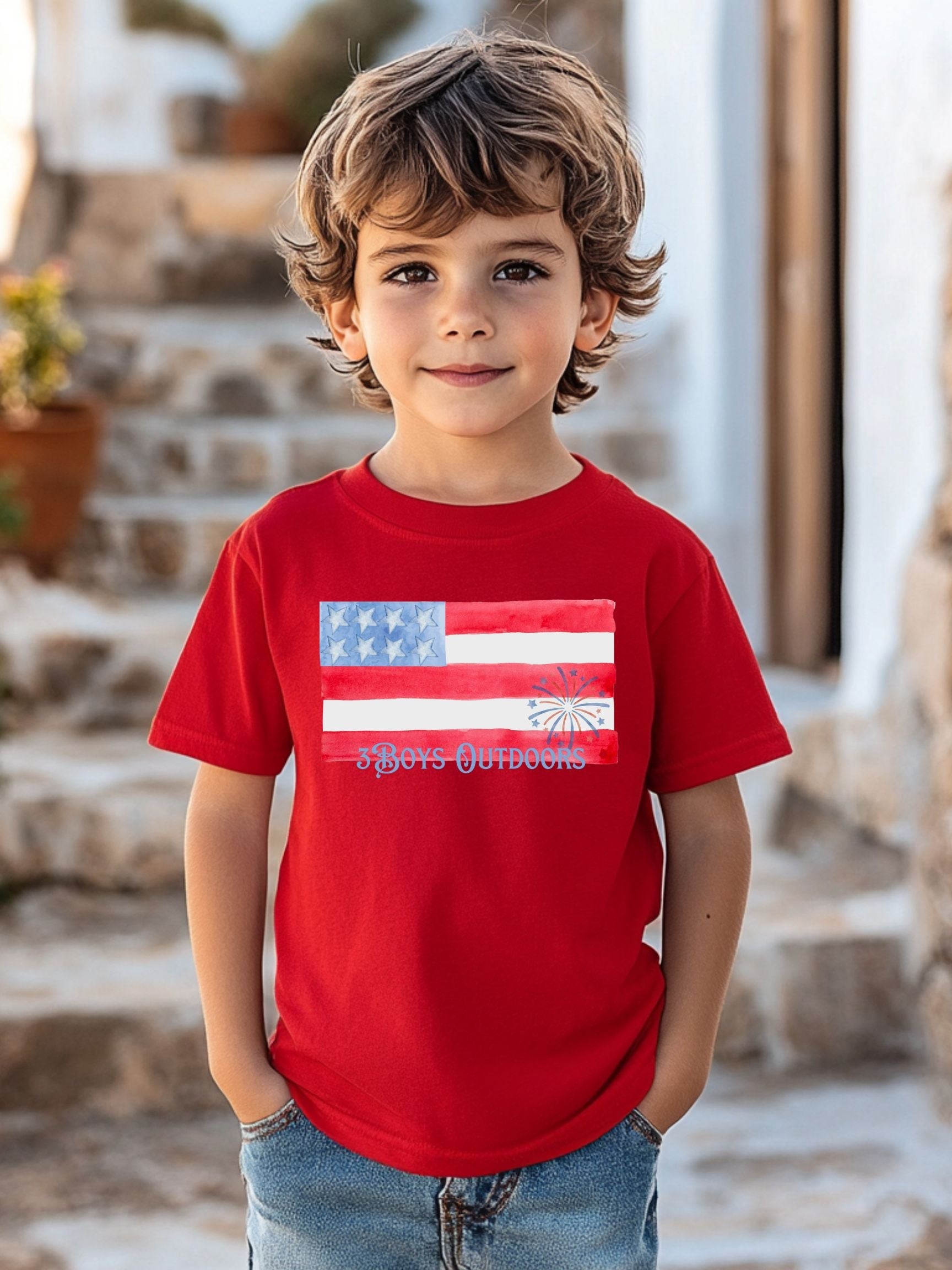 3boys Outdoors Watercolor Flag