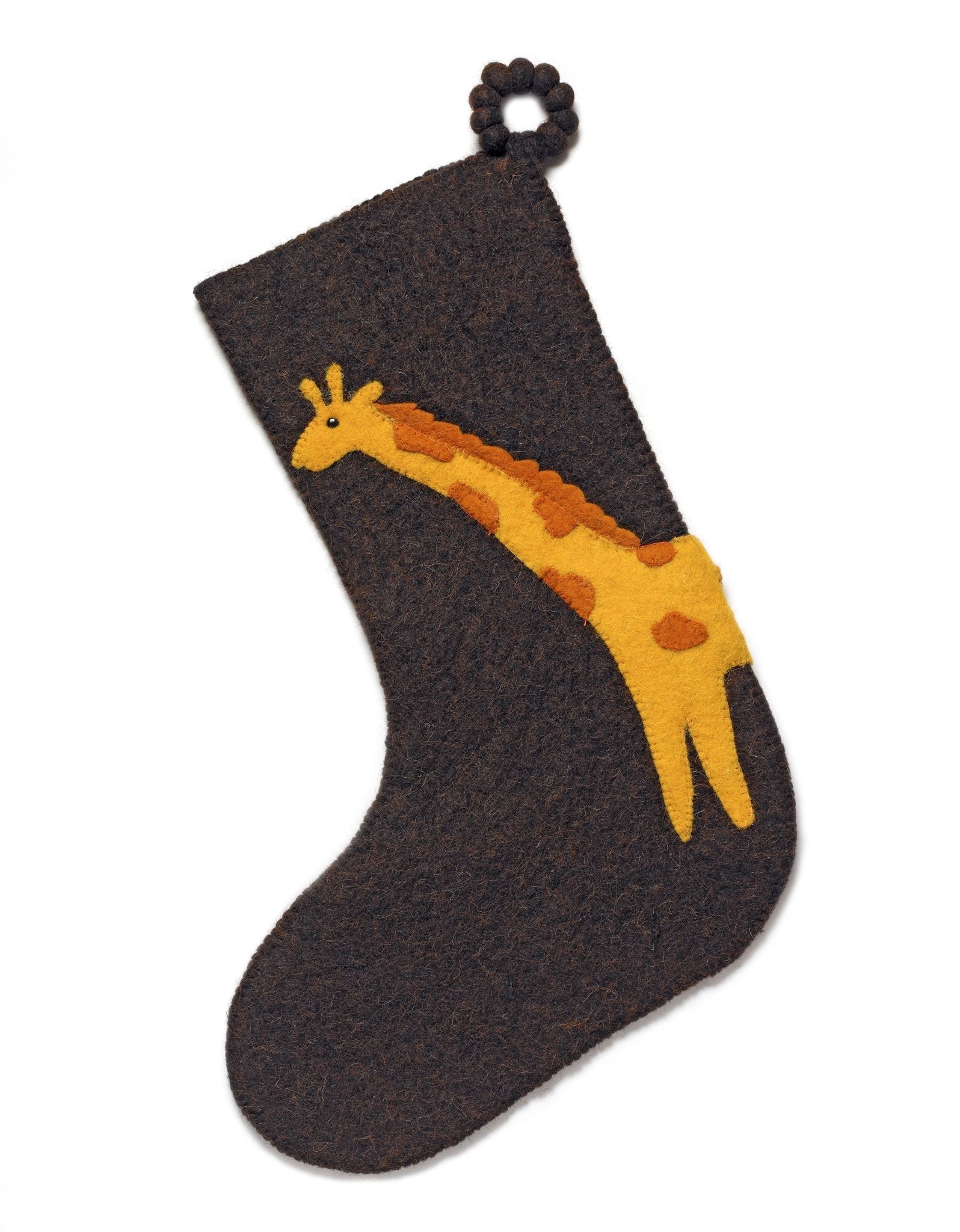 Handmade Giraffe Christmas Stocking- Chocolate