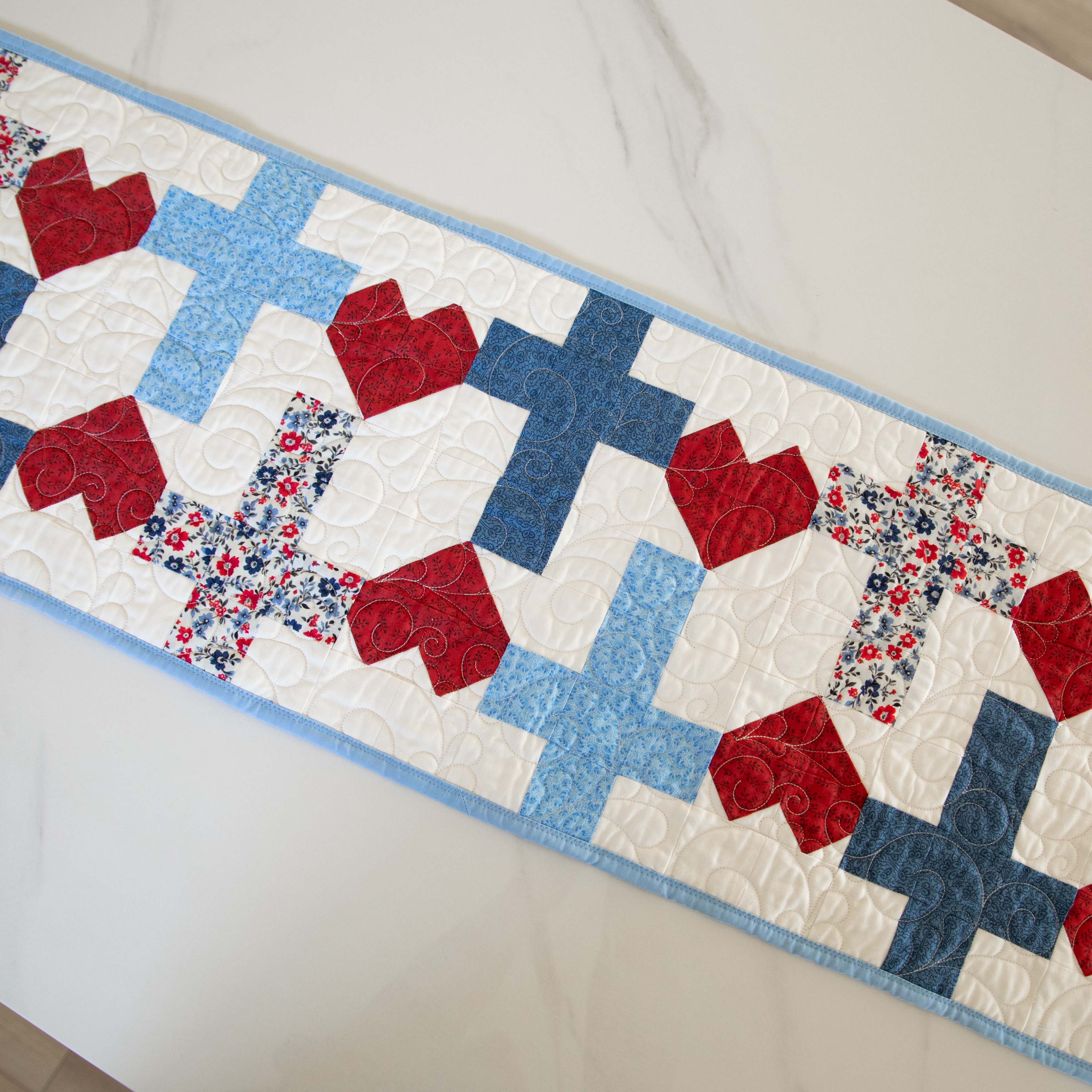 God Bless America Crosses And Hearts Quilted Table Runner Kit