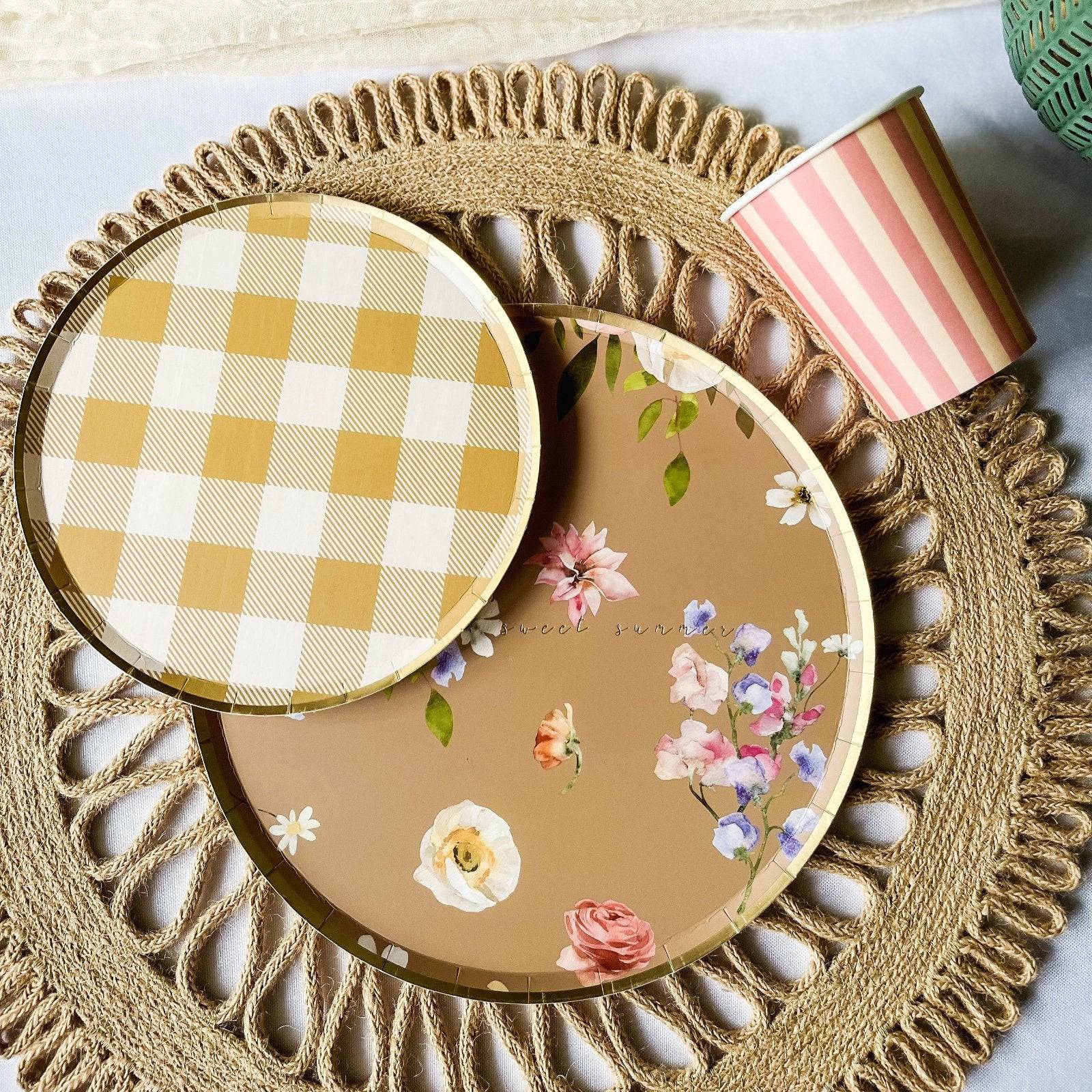 Gold Matte Plaid Plate, Small