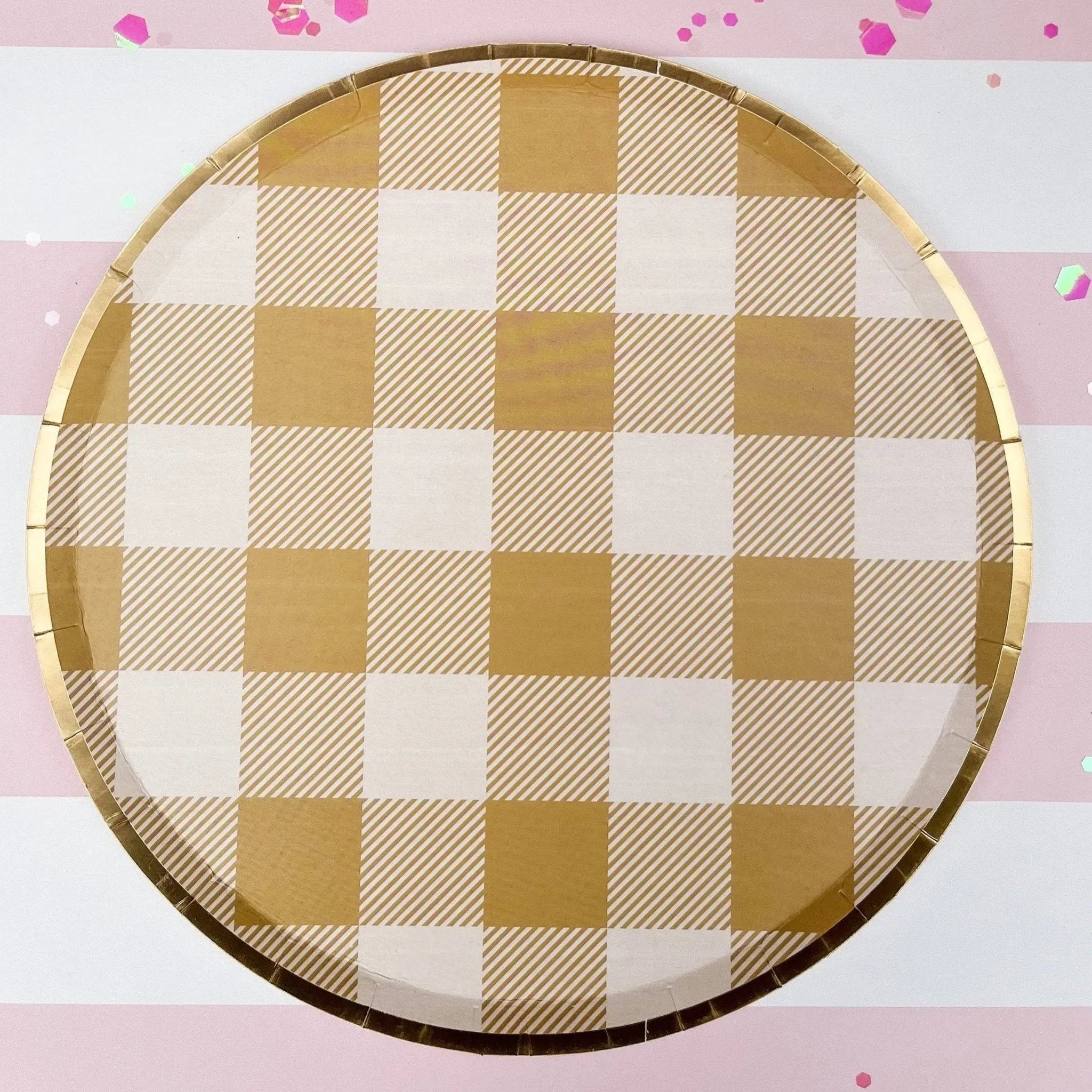 Gold Matte Plaid Plate, Small