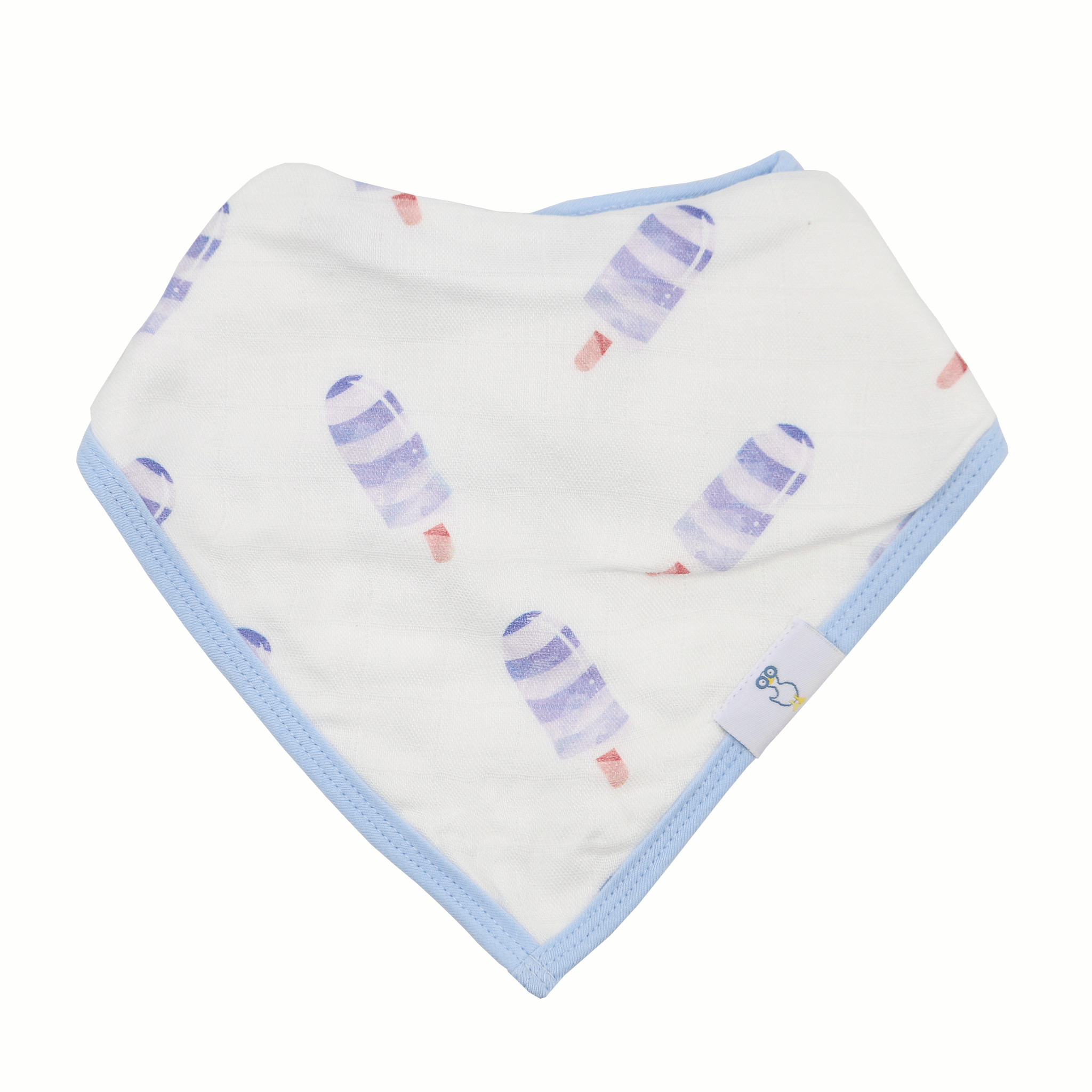 Popsicle And Stripes Blue 2 Pack Muslin & Terry Cloth Bib Set