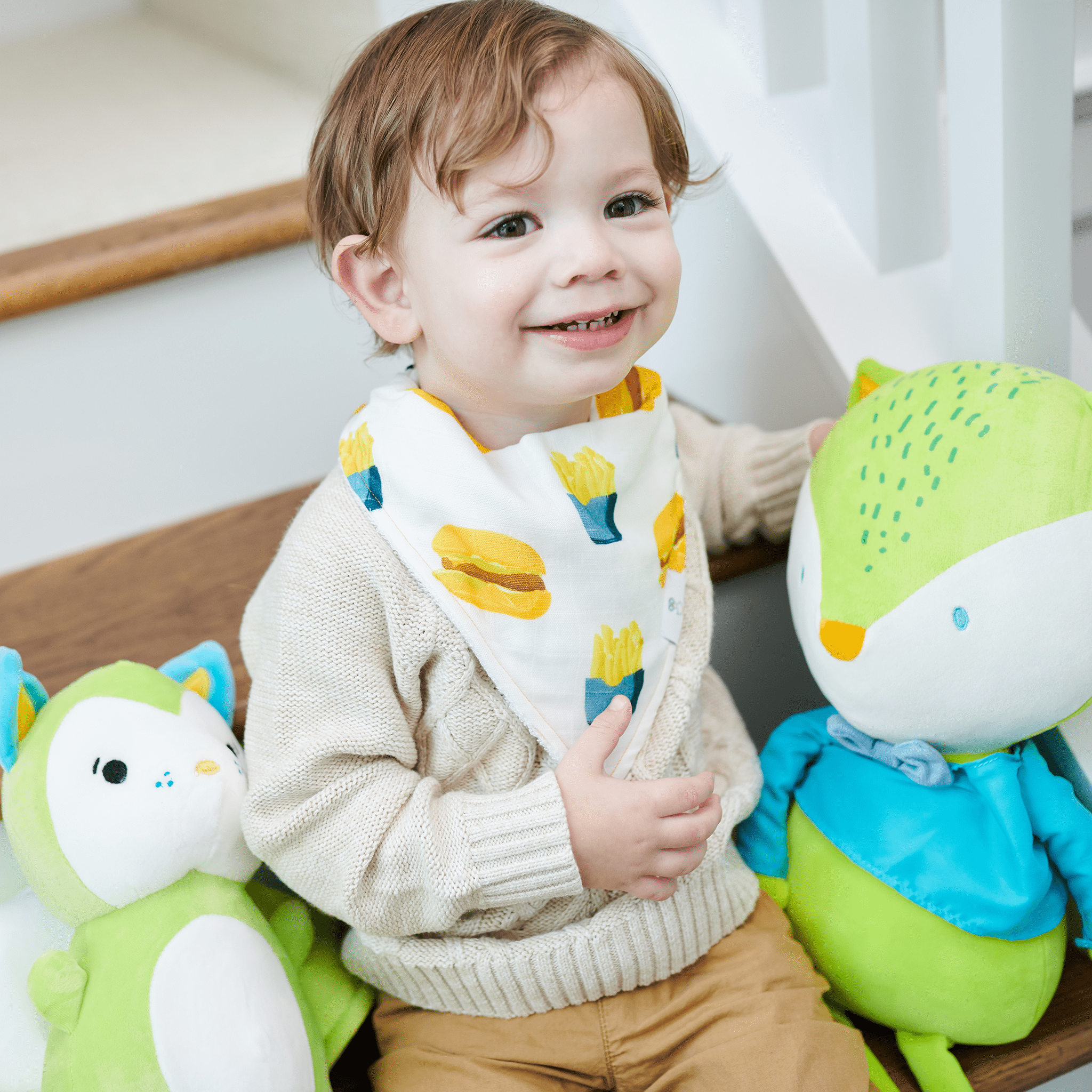 Small Fry And Burgers And Fries 2 Pack Muslin & Terry Cloth Bib Set