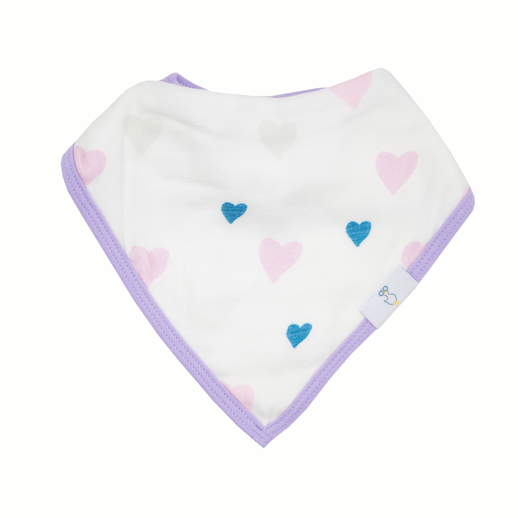 Hearts And Birds 2 Pack Muslin & Terry Cloth Bib Set