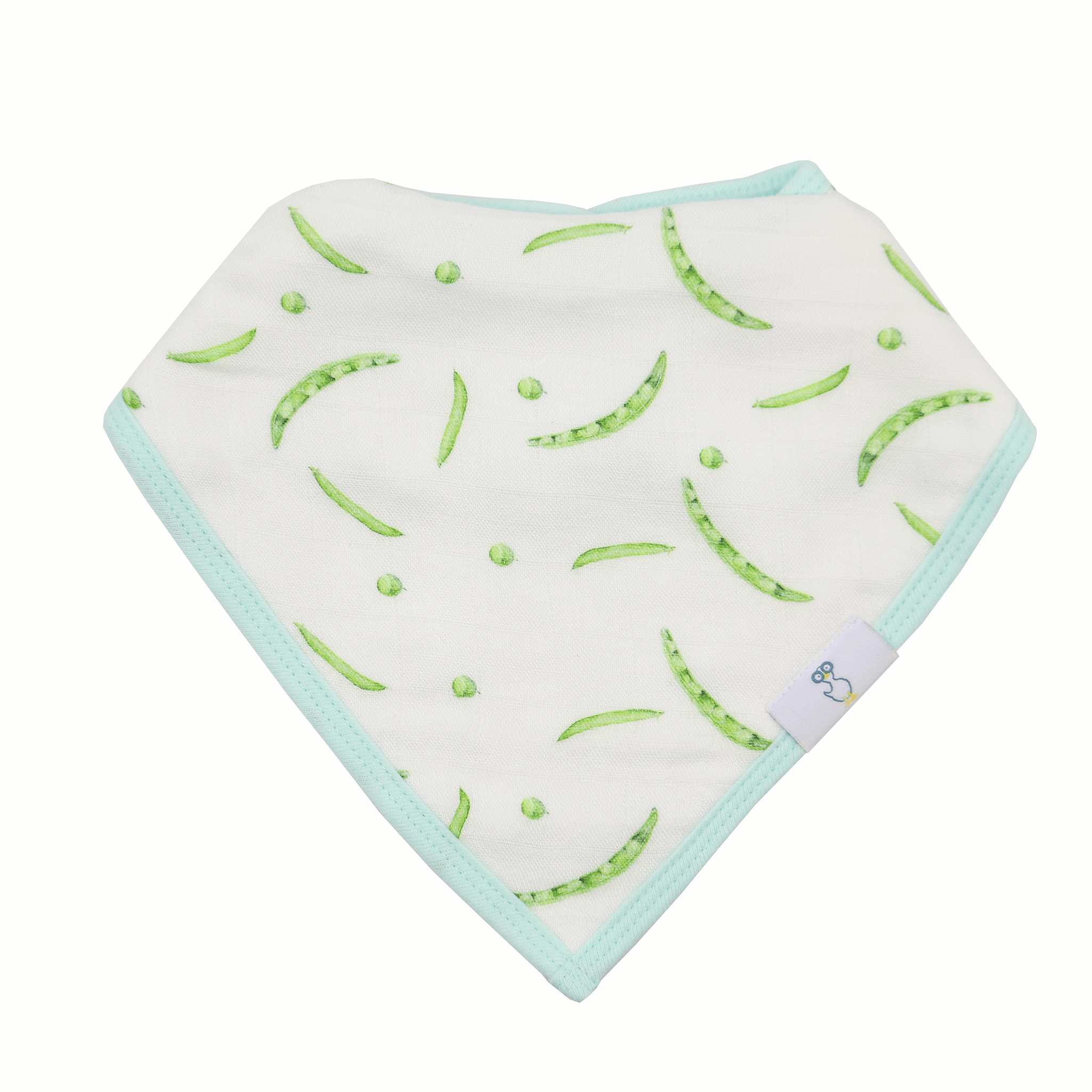 Peas And Xo Mint 2 Pack Muslin & Terry Cloth Bib Set