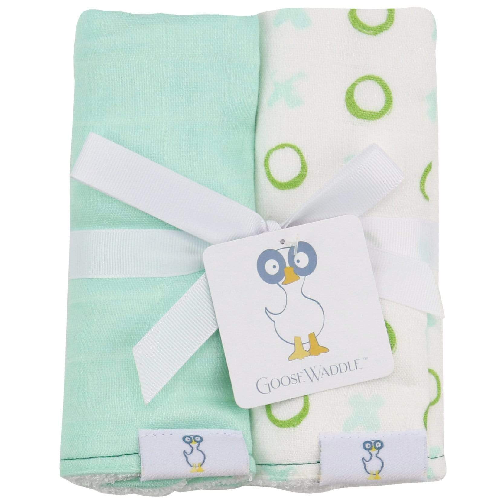 Peas And Xo Mint 2 Pk Muslin & Terry Cloth Burp Cloth