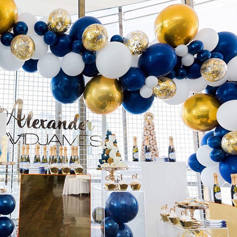 Navy, White & Gold Balloon Garland Kit – Graduation Decor