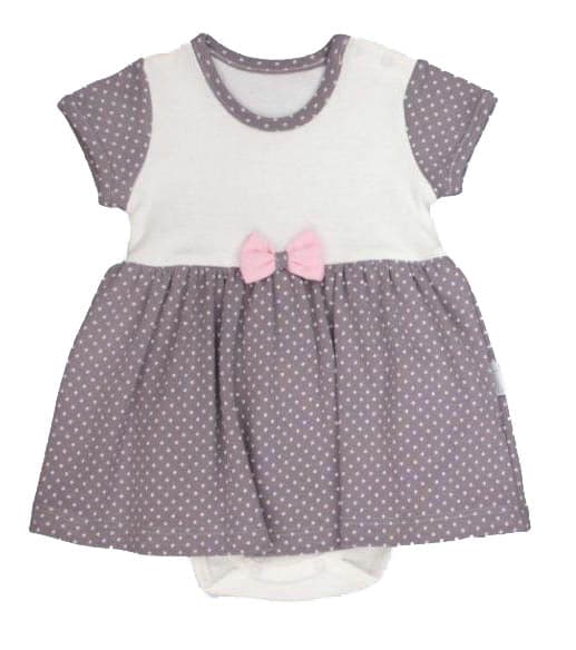 Gray Dress With Pink Bow Tie