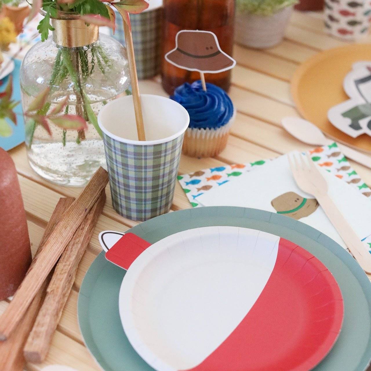 Green & Blue Plaid Cups