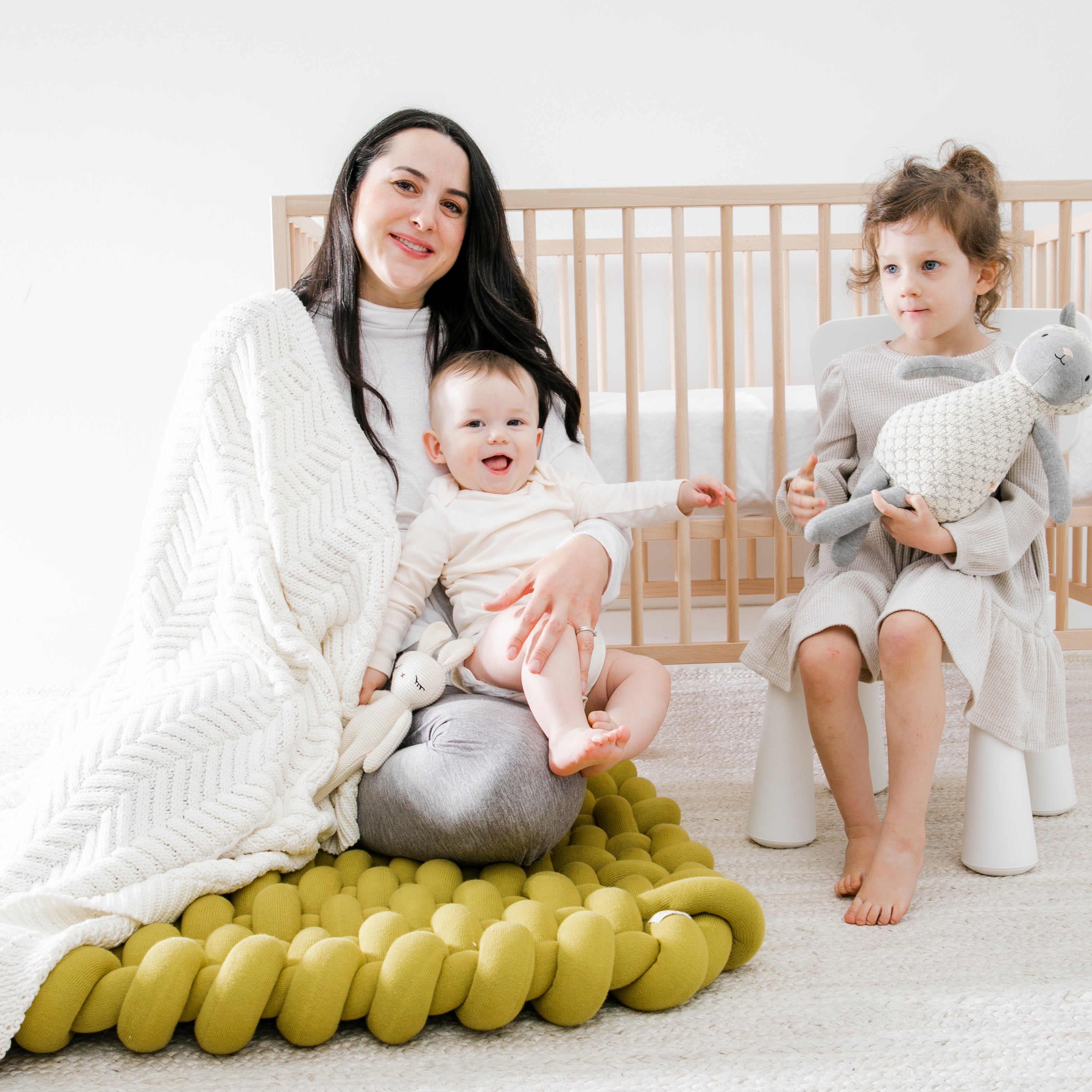 Knotted Floor Cushion - Bush Green