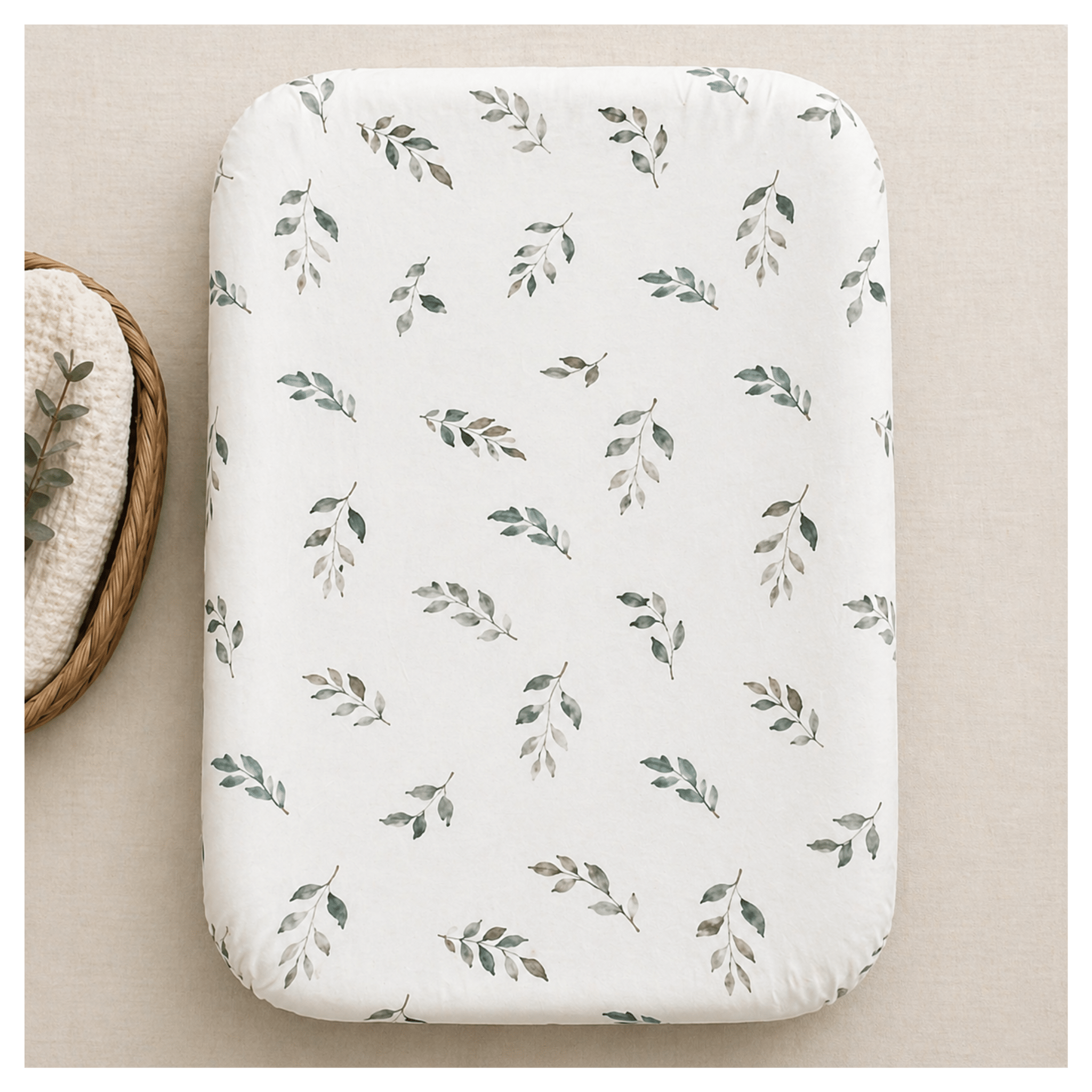 Bamboo Changing Pad Cover - Green Leaves