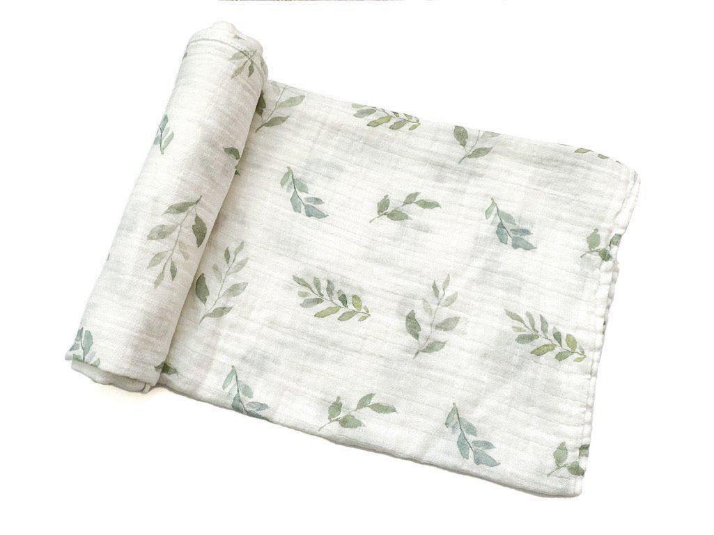 Muslin Swaddle Blanket - Green Leaves