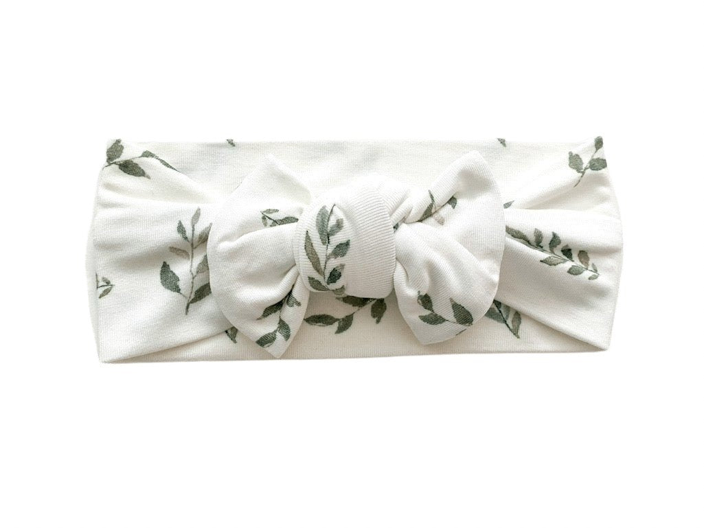 Knotted Headband - Green Leaves