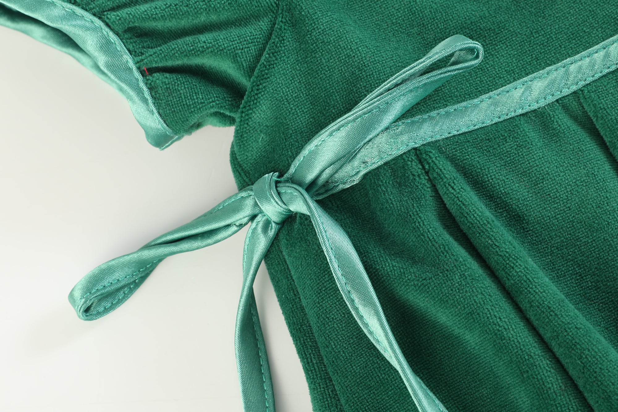 Green Velvet And Satin Bow Christmas Dress