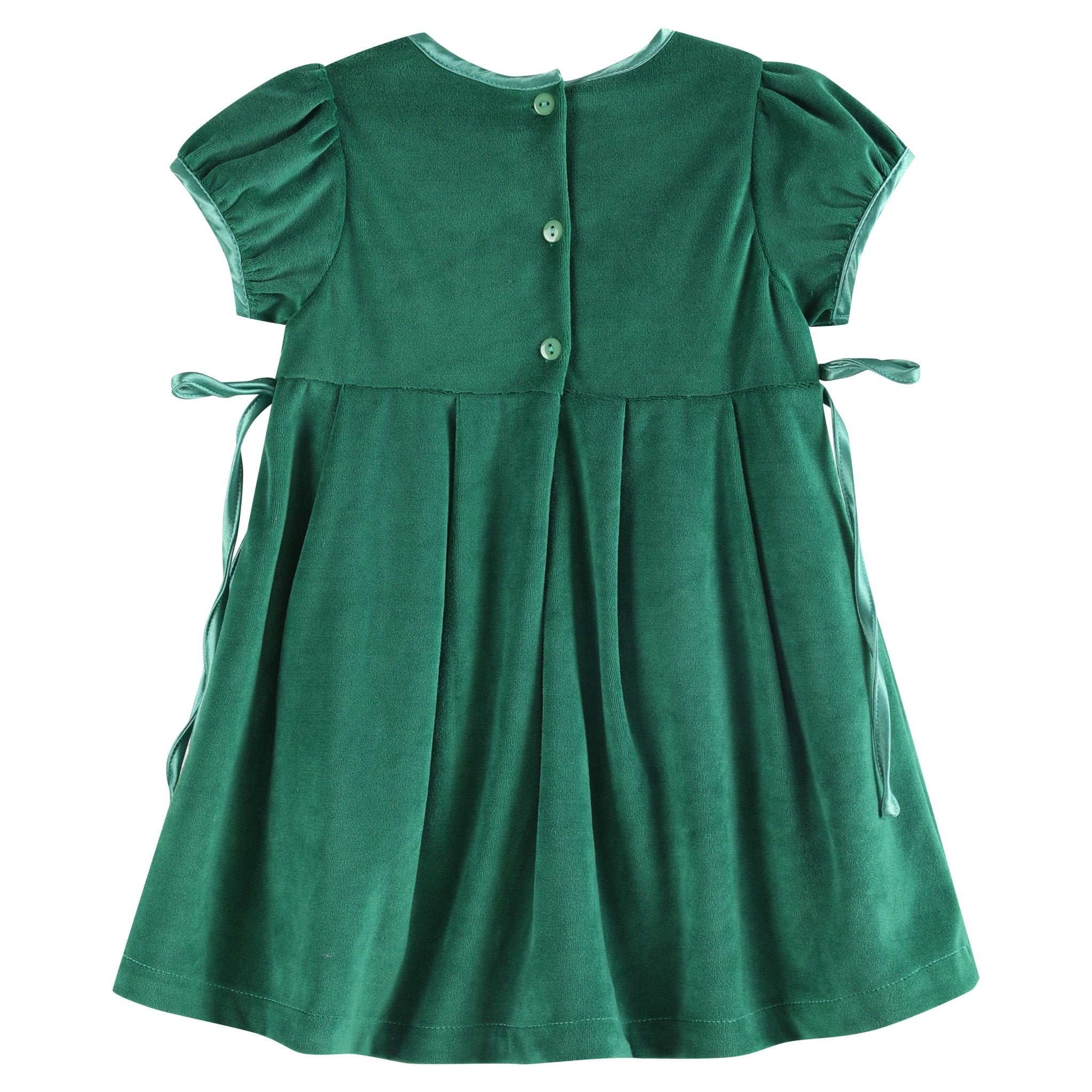 Green Velvet And Satin Bow Christmas Dress