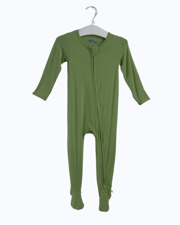 Green Bamboo Zipper Footie
