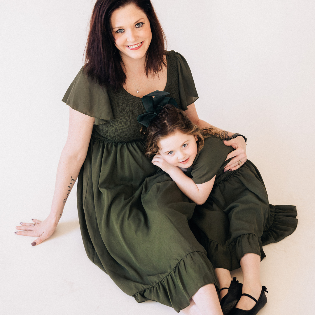 Dark Green Chiffon Dress - Child
