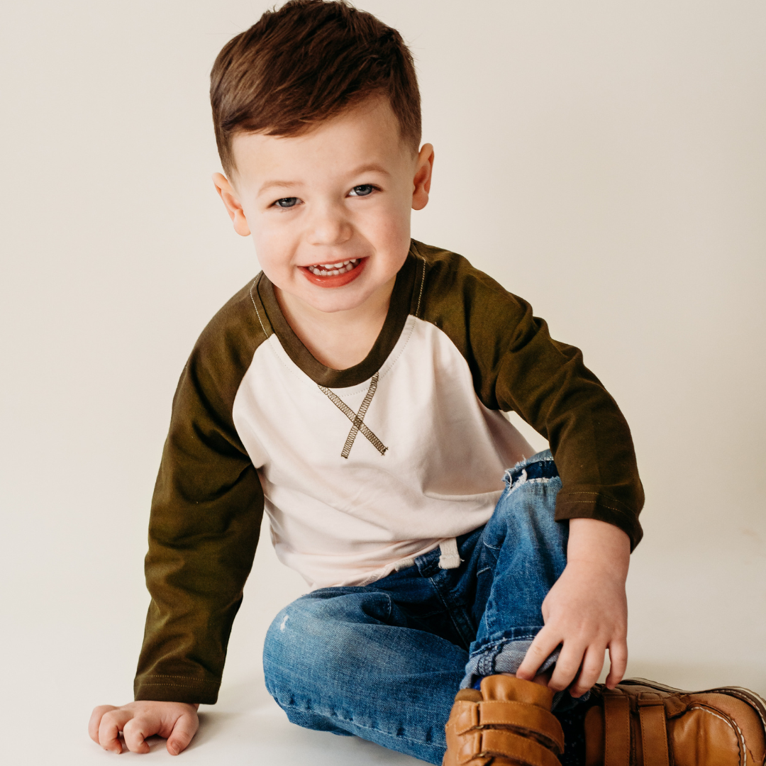 Raglan Baseball Tee Green - Child