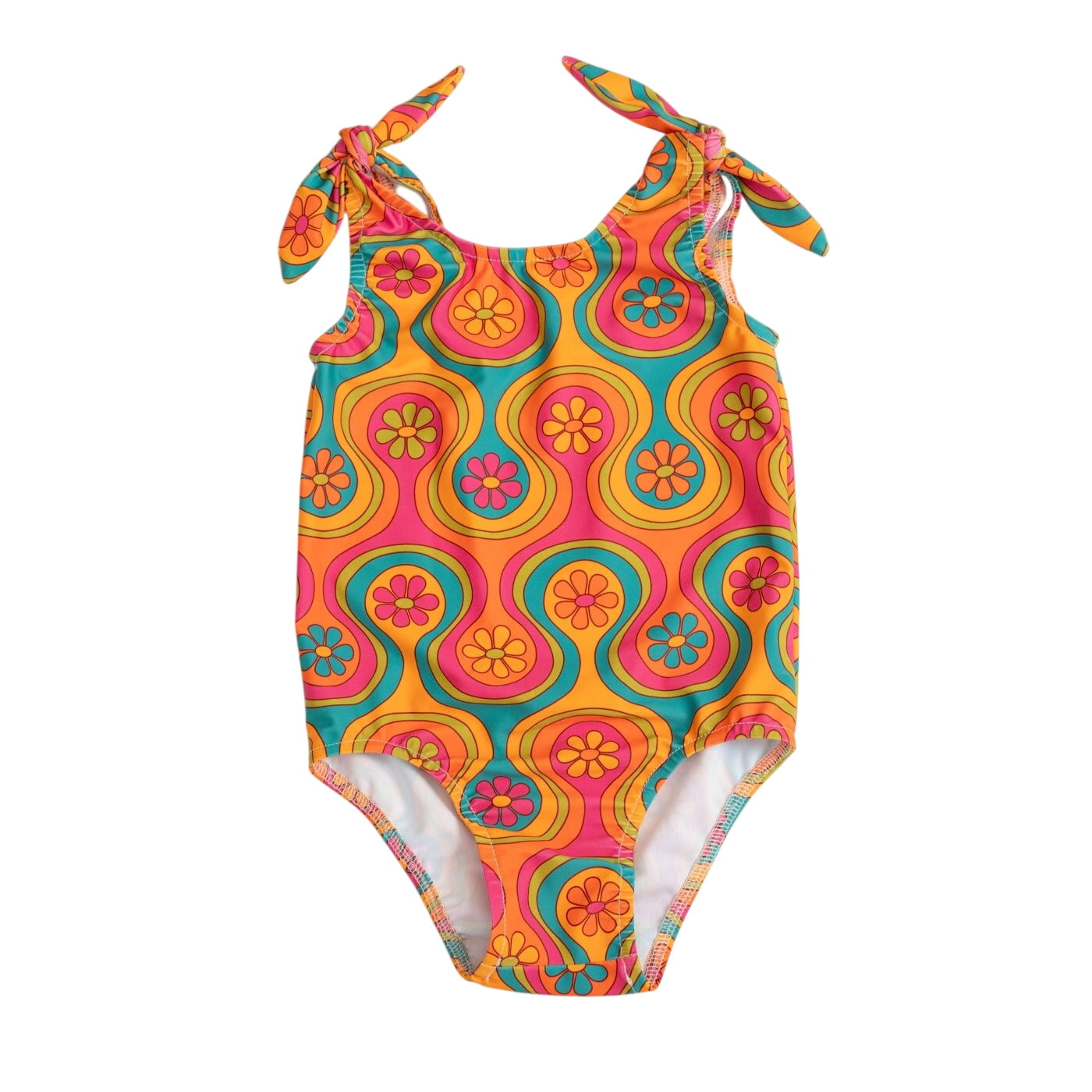 Groovy One Piece Swimsuit For Baby And Toddler Girls