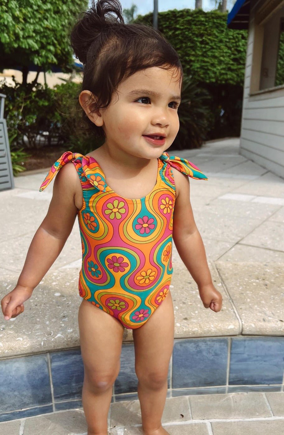 Groovy One Piece Swimsuit For Baby And Toddler Girls