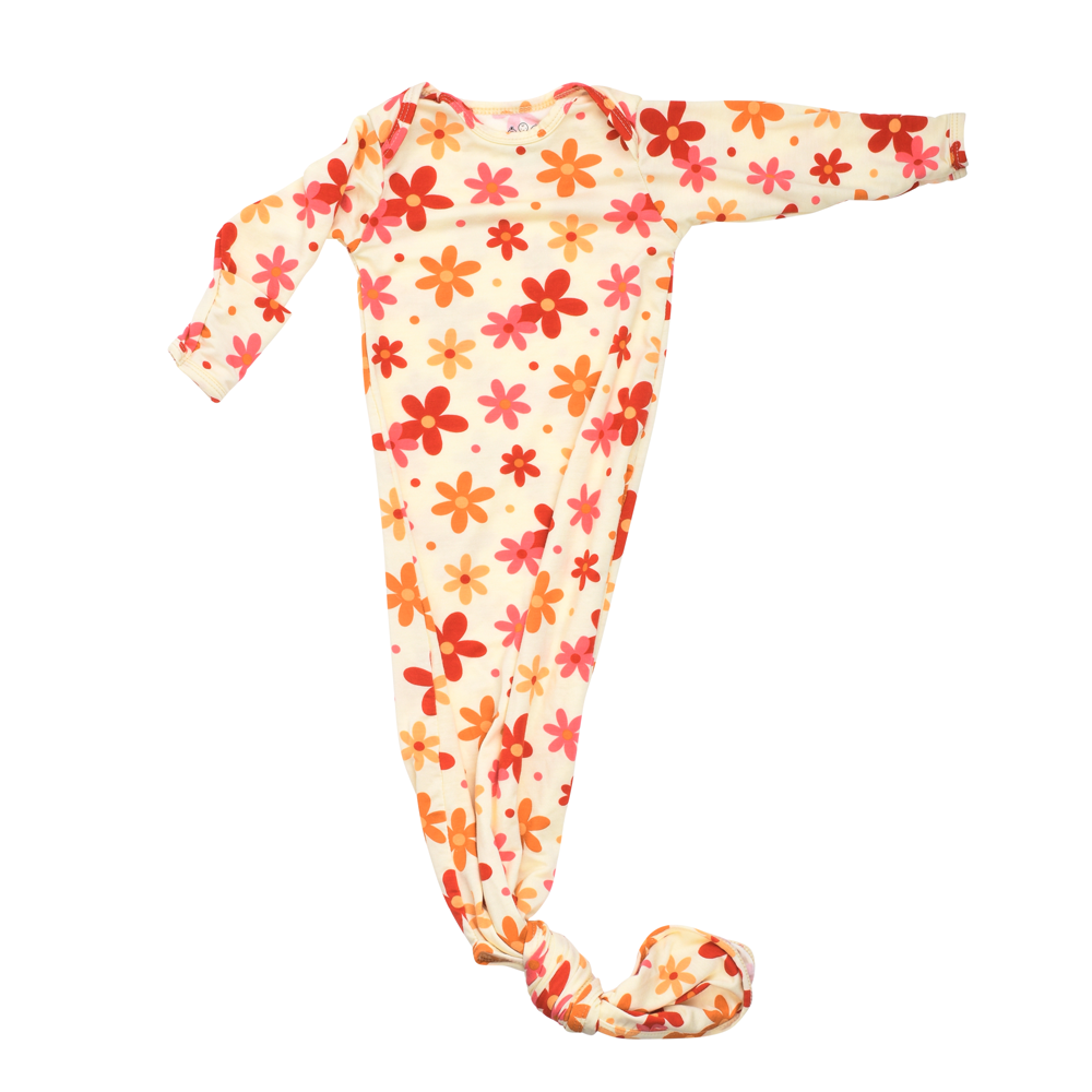 70s Groovy Flower Knotted Newborn Gown