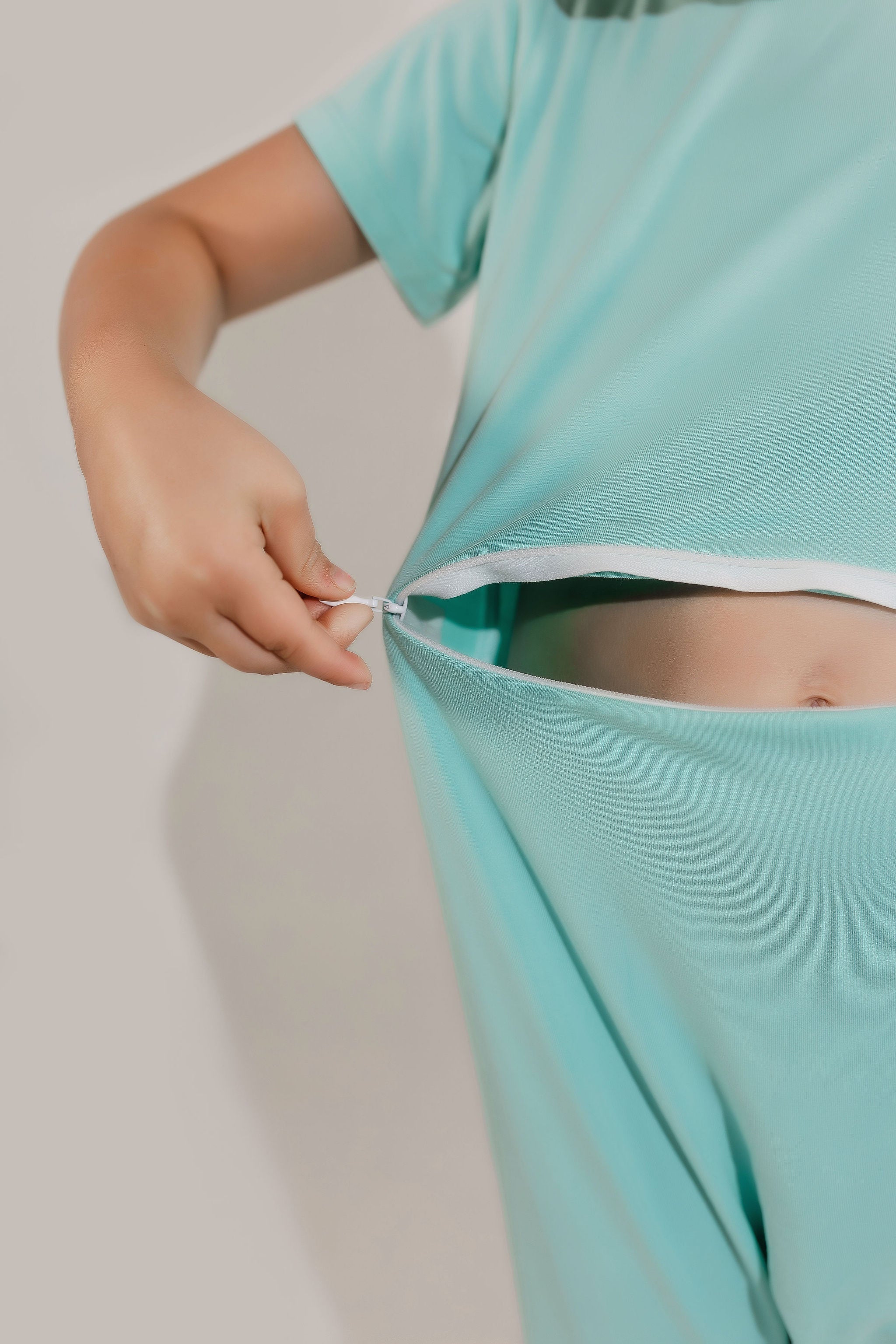 Mint Bamboo Lyocell Romper With G-tube Access