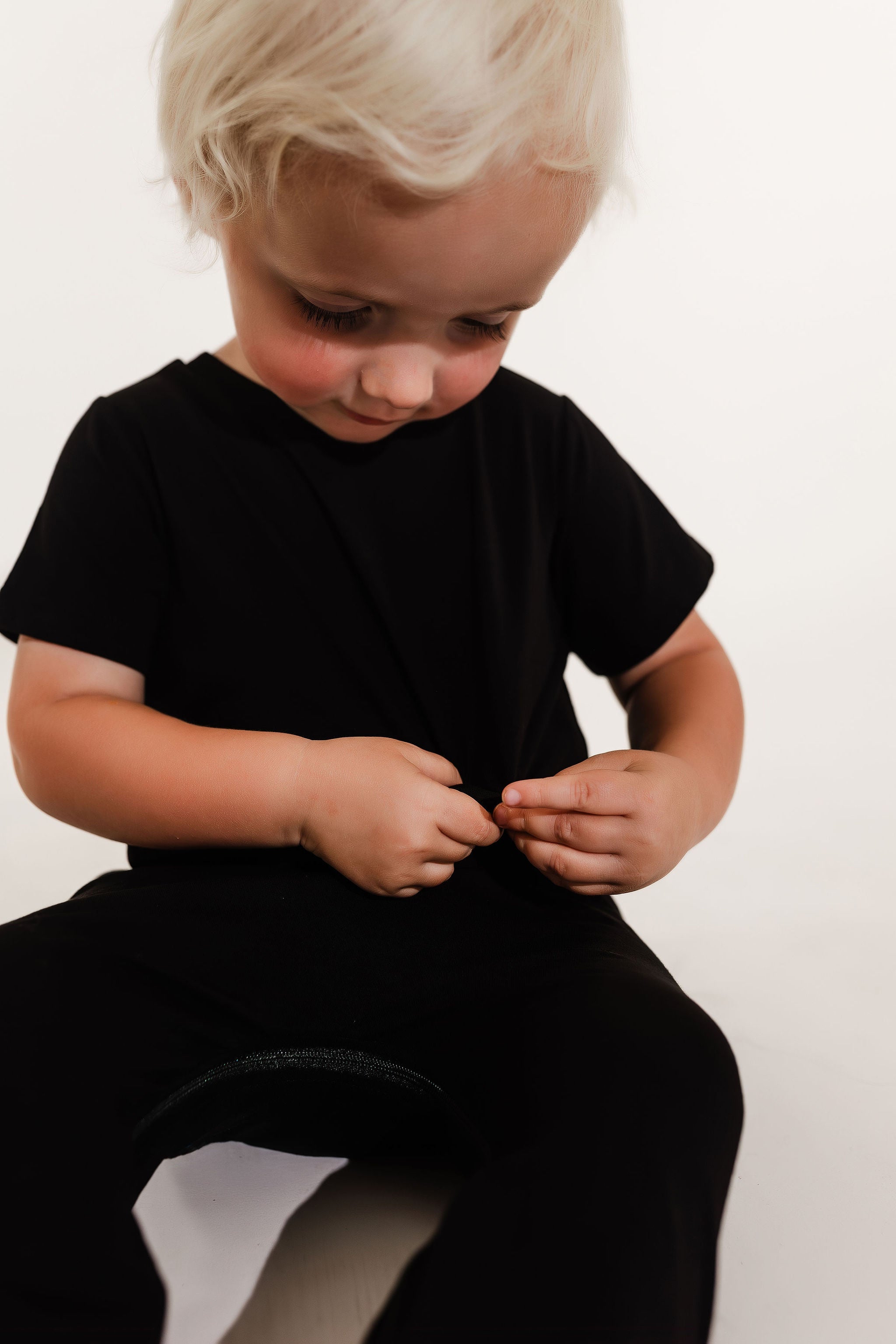 Black Bamboo Lyocell Romper With G-tube Access