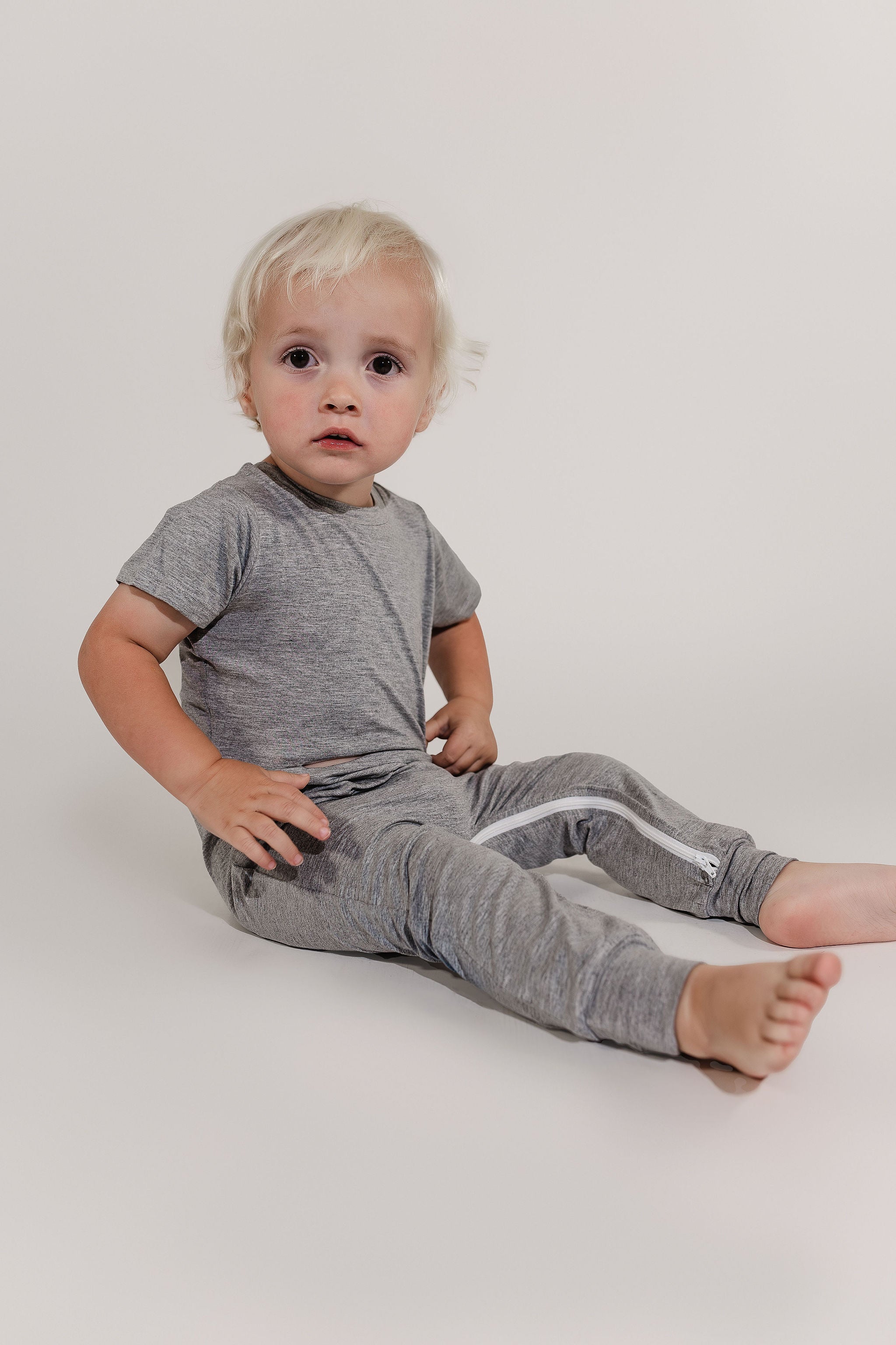 Grey Bamboo Lyocell Romper With G-tube Access
