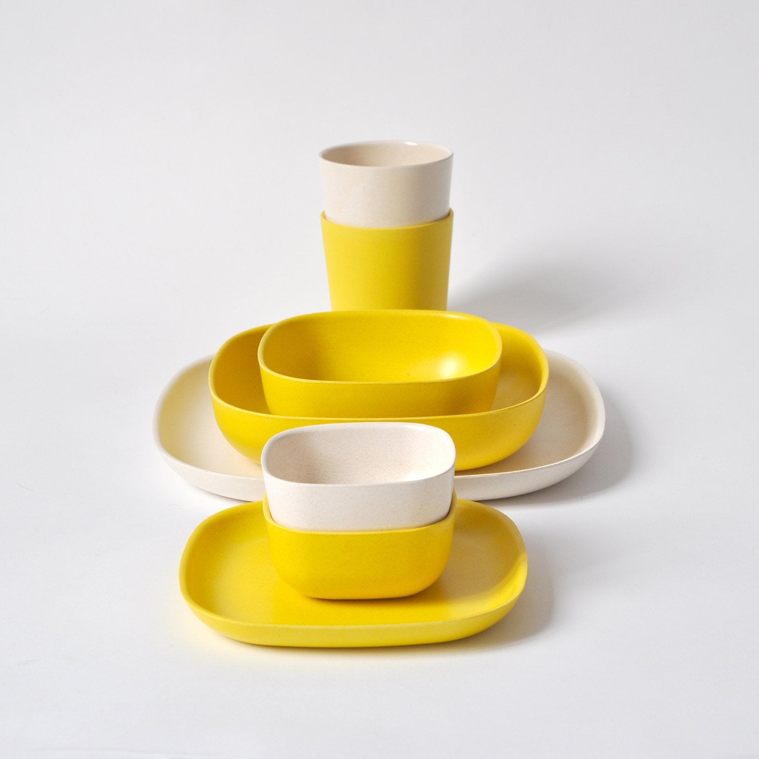 Bamboo Pasta Bowl - 4 Piece Set - Lemon