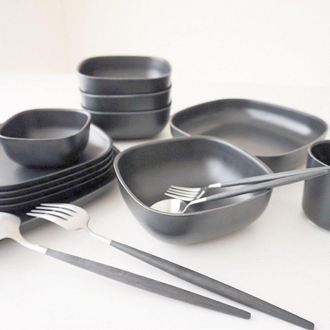 Bamboo Pasta Bowl - 4 Piece Set - Smoke