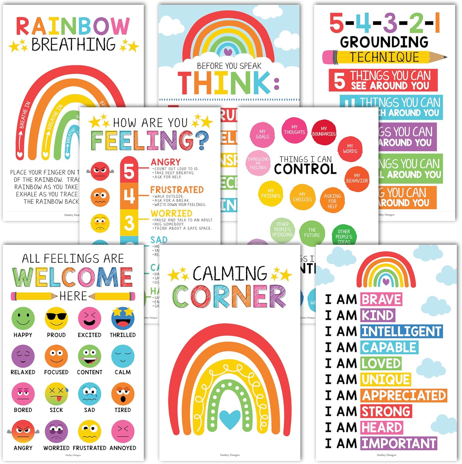 Calming Corner Kit: Colorful 8 Poster Pack