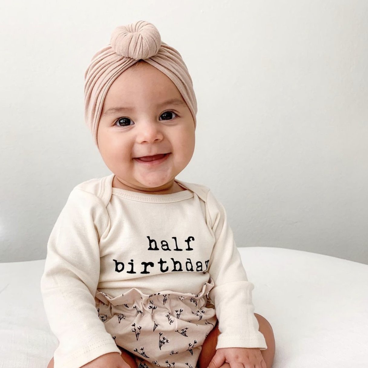 Half Birthday Organic Cotton Baby Bodysuit Long Sleeve