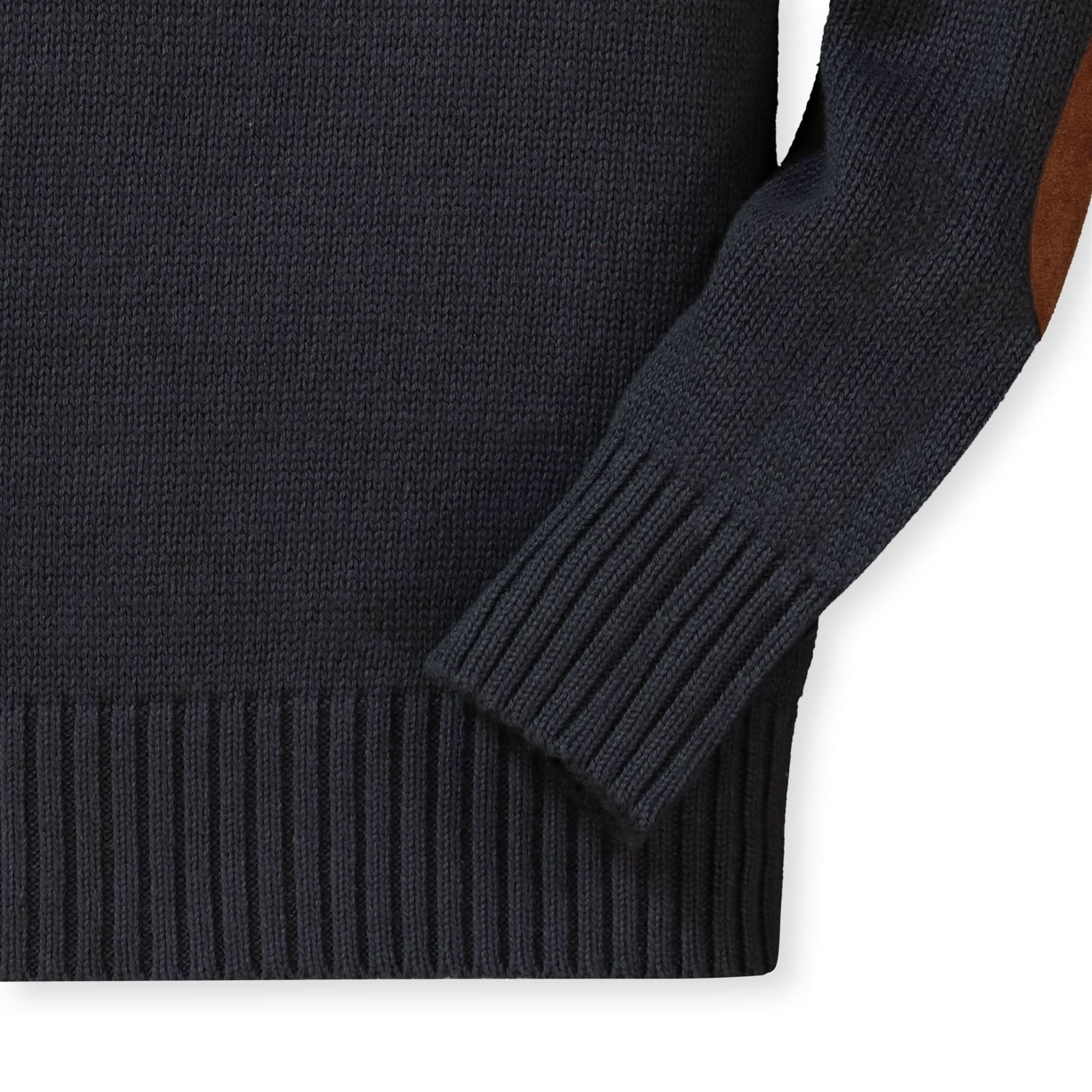 Half Zip Pullover Sweater With Elbow Patches - Baby