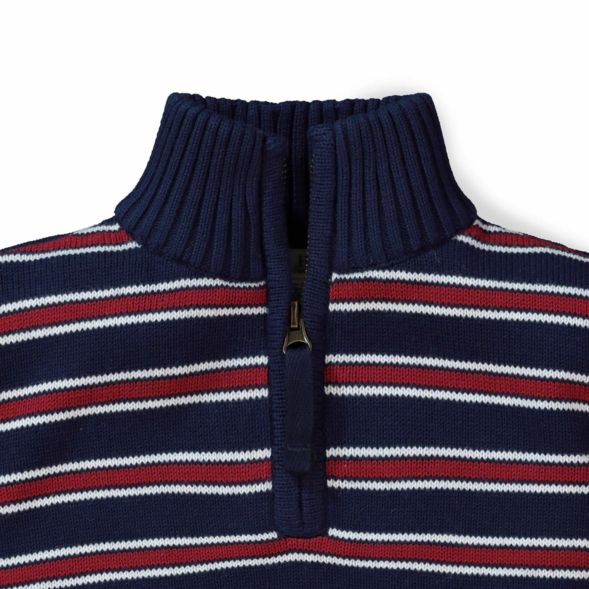 Half Zip Pullover Sweater With Elbow Patches - Baby