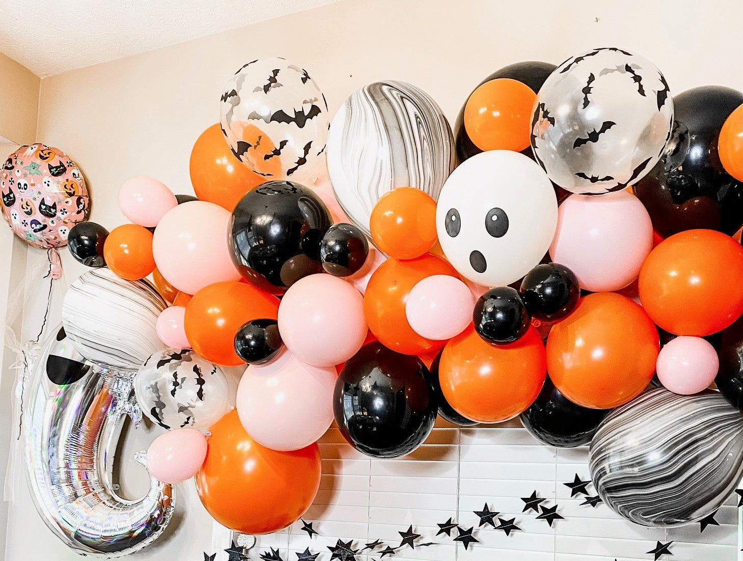 Pastel Pink & Black Halloween Balloon Garland Kit