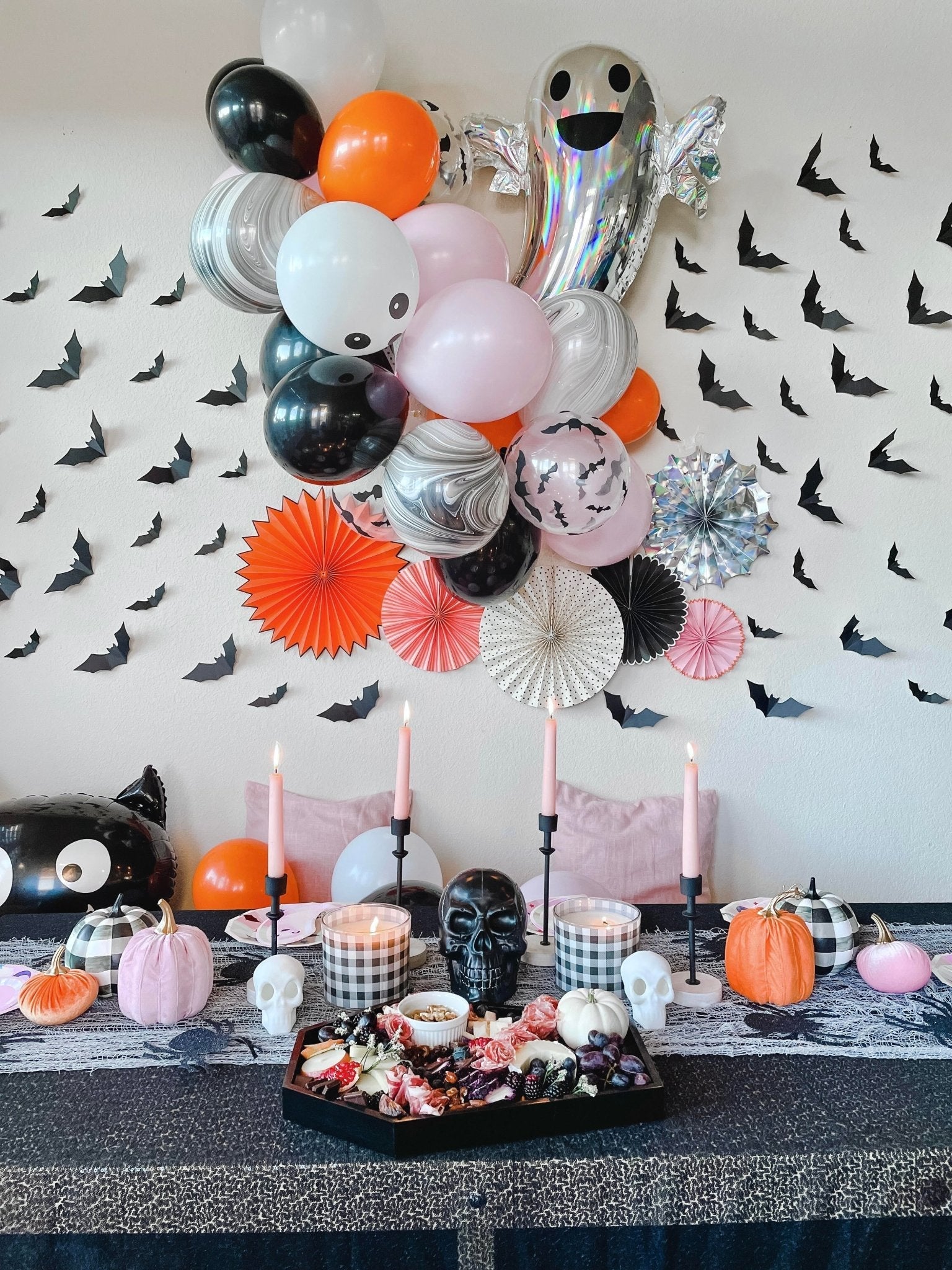 Pastel Pink & Black Halloween Balloon Garland Kit