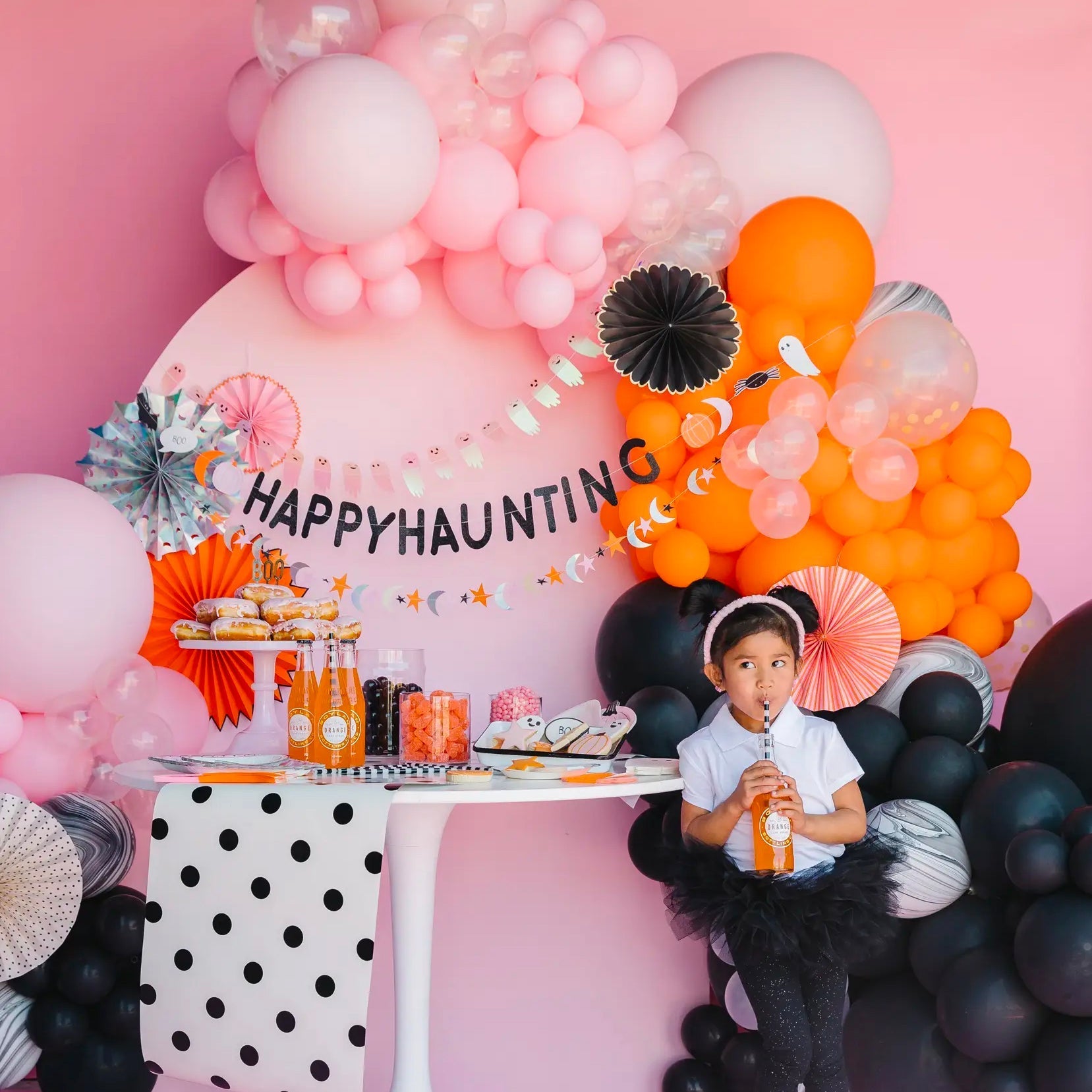 Pastel Pink & Black Halloween Balloon Garland Kit