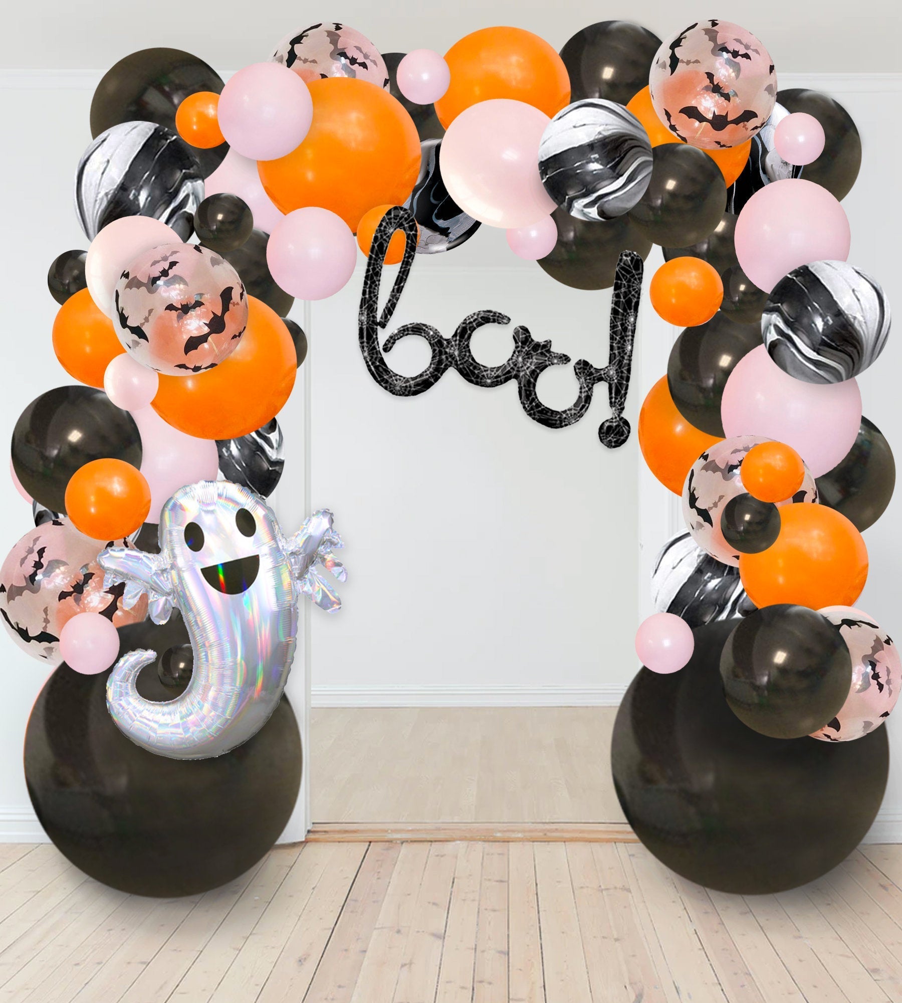 Pastel Pink & Black Halloween Balloon Garland Kit