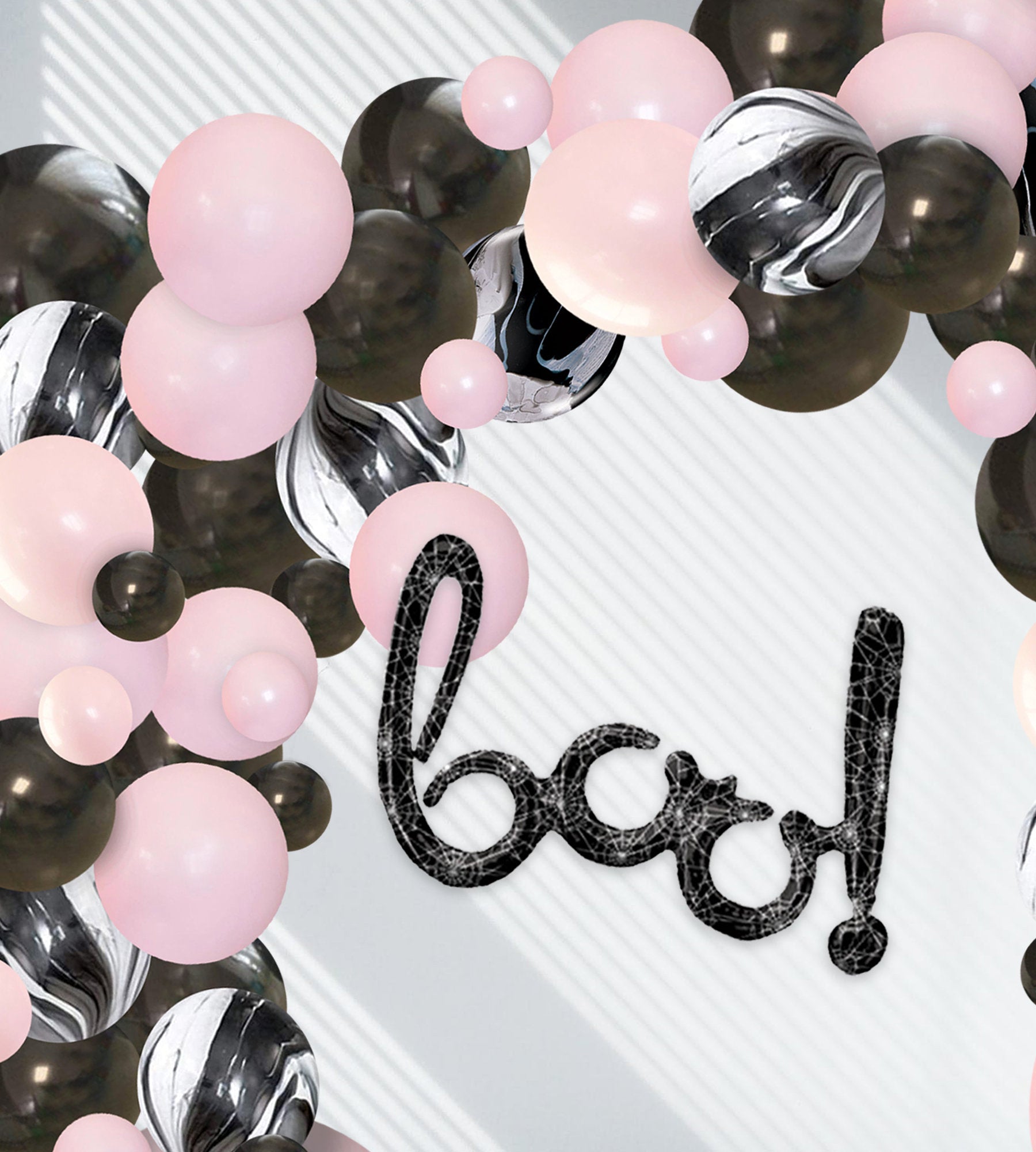 Pink & Black Halloween Balloon Garland Kit