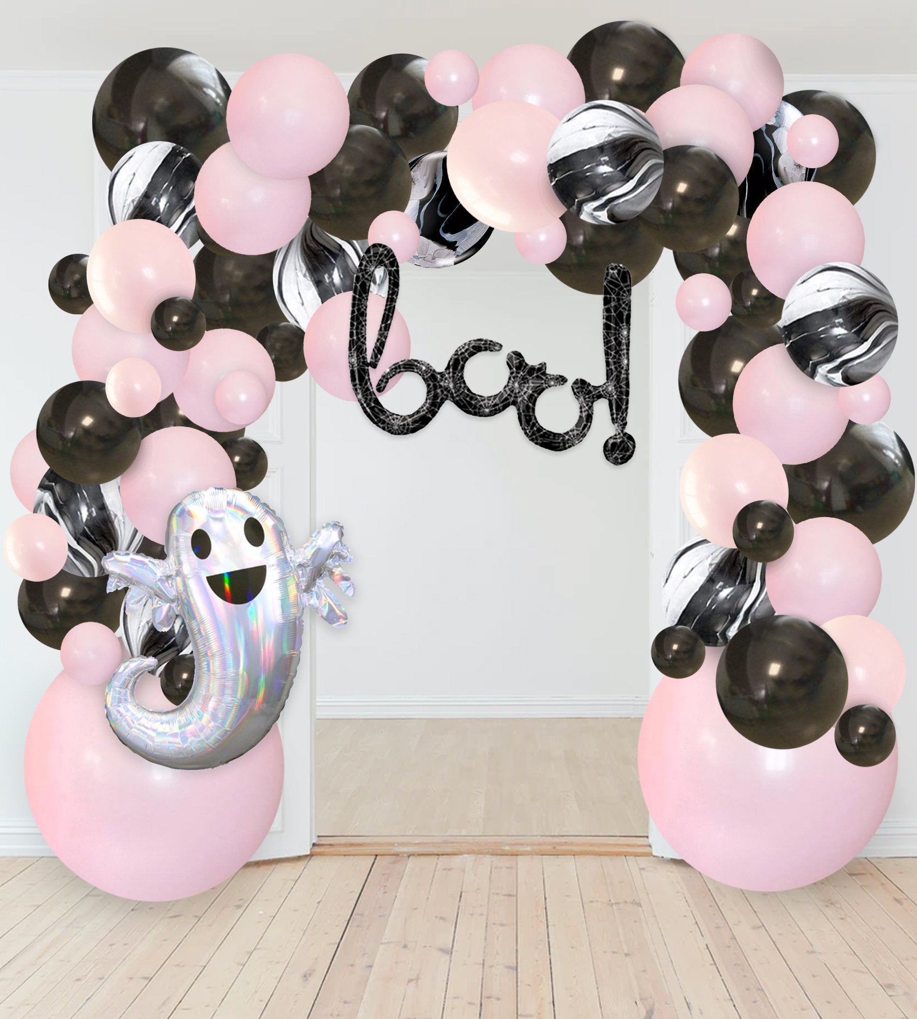 Pink & Black Halloween Balloon Garland Kit