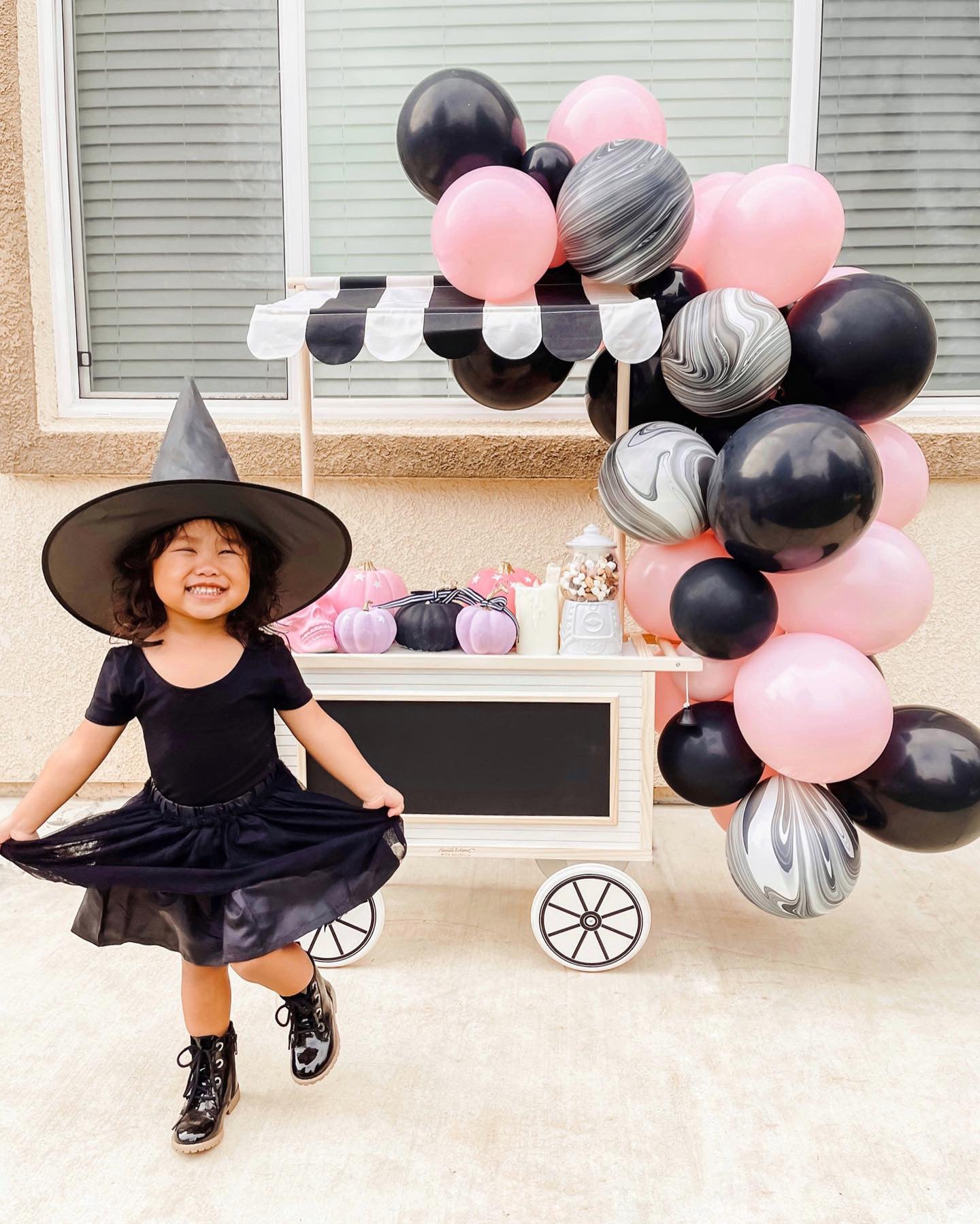 Pink & Black Halloween Balloon Garland Kit