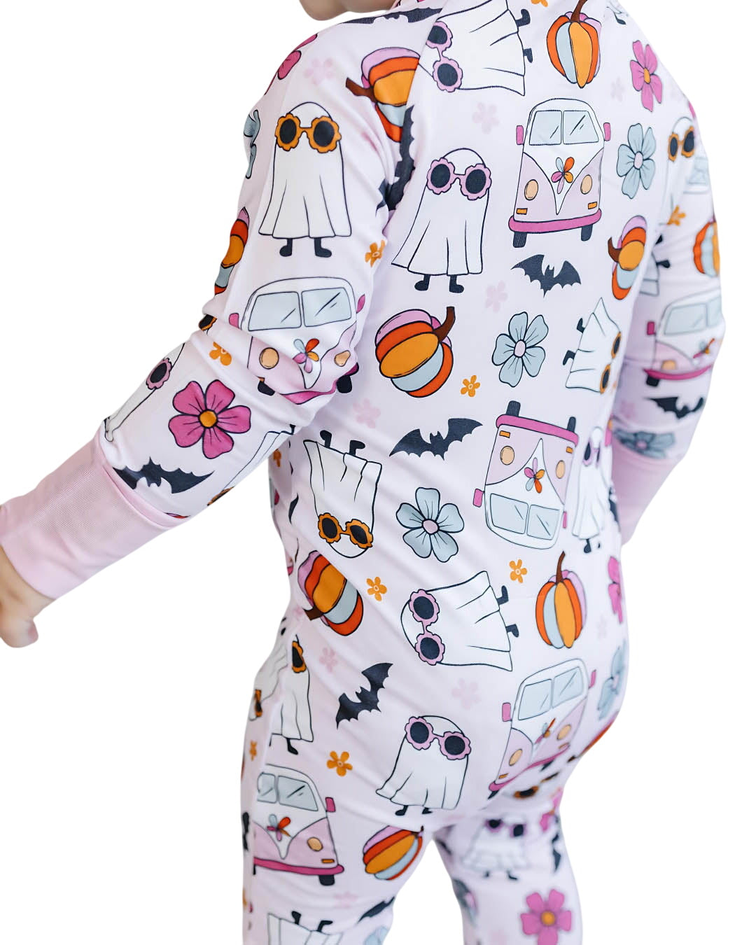 Bamboo Zip Romper | Retro Ghost