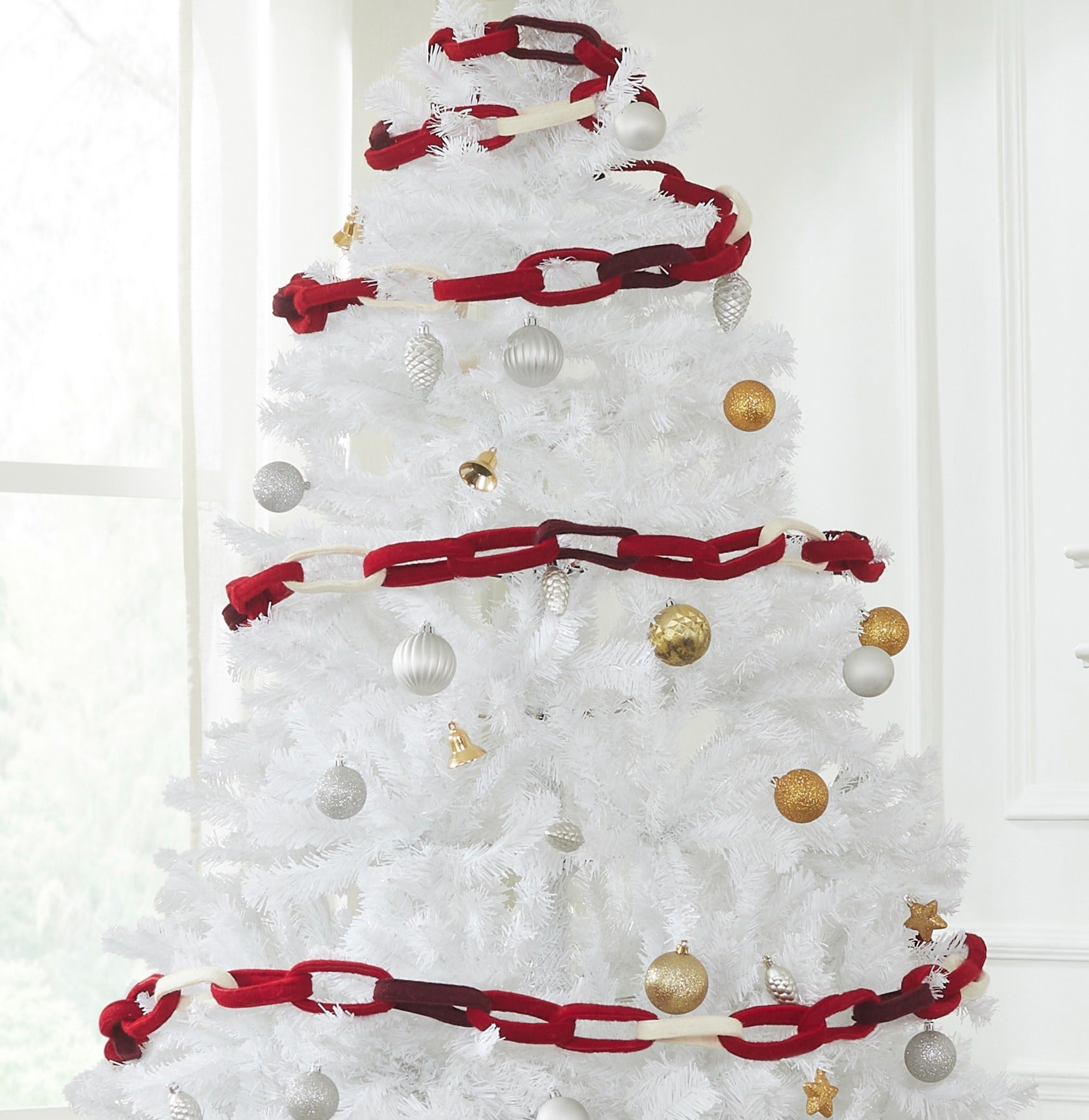Hand Felted Wool Christmas Garland - Loop Chain In Red - 6'