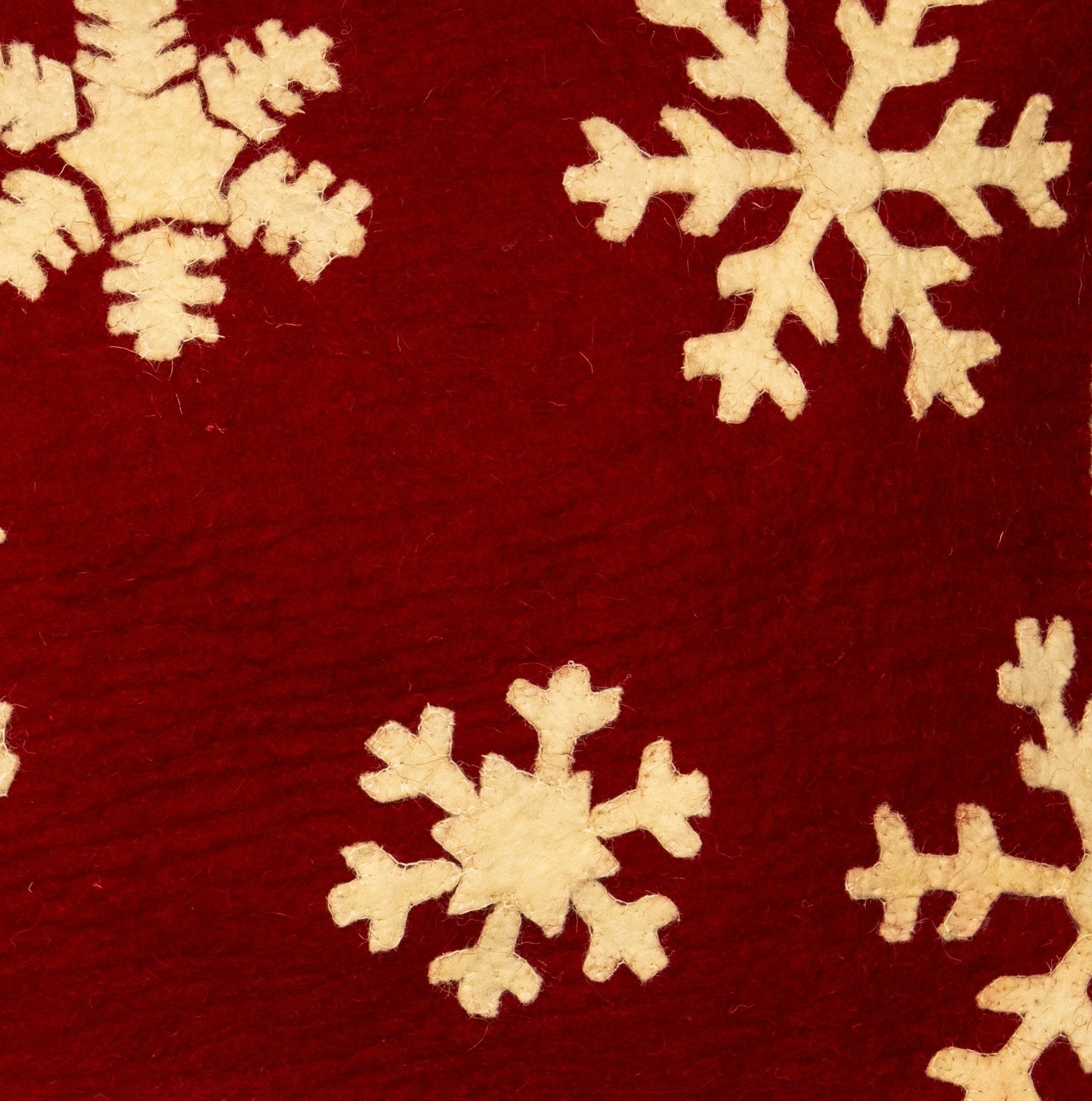 Hand Felted Wool Christmas Pillow – Scattered Snowflakes Red – 12x24”