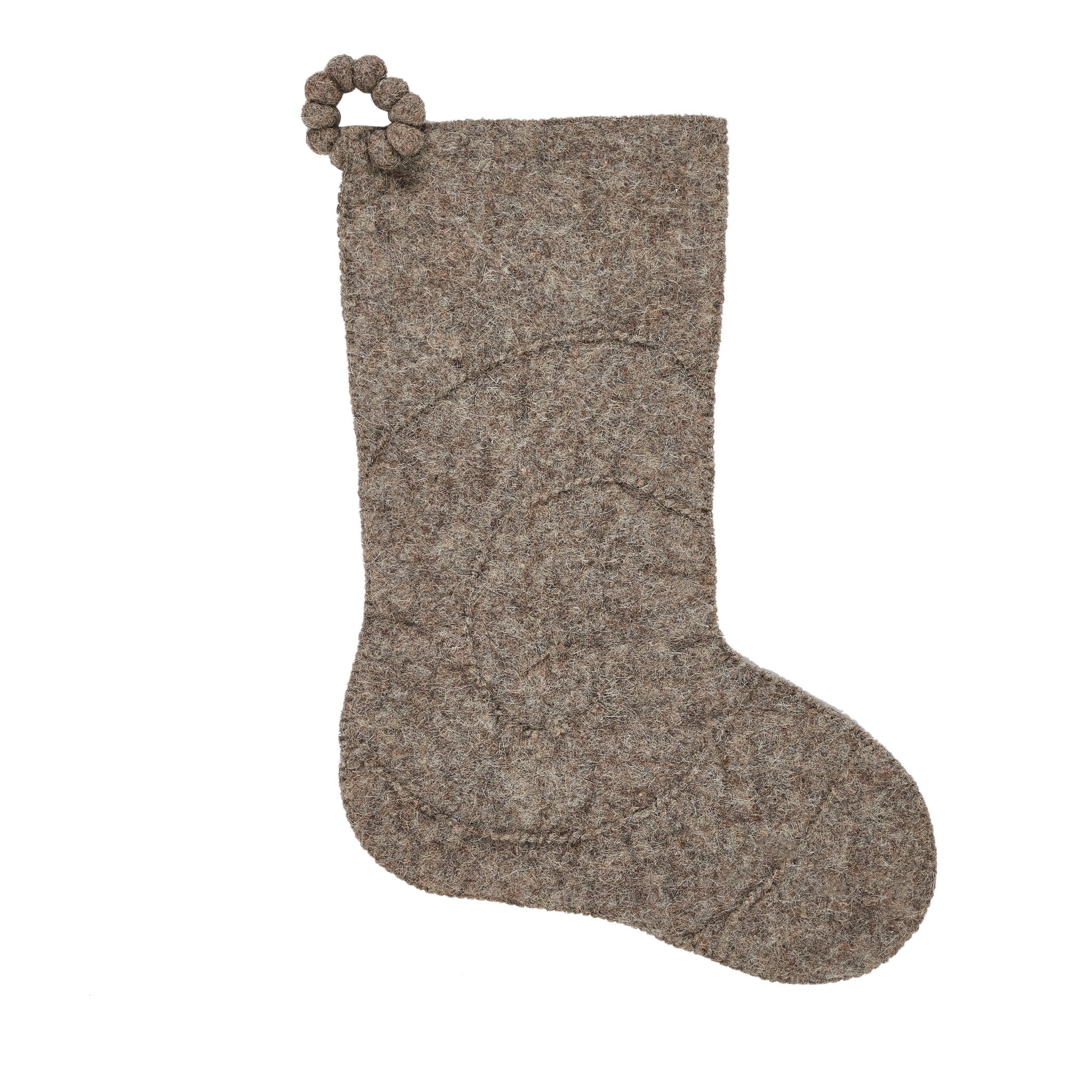 Hand Felted Wool Christmas Stocking - Spiral Grey
