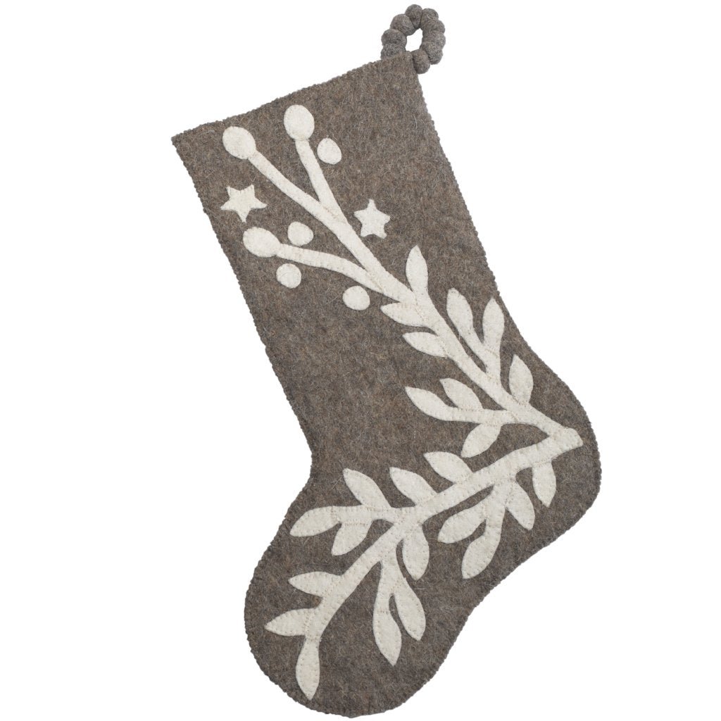 Hand Felted Wool Christmas Stocking – Stars And Branch Gray
