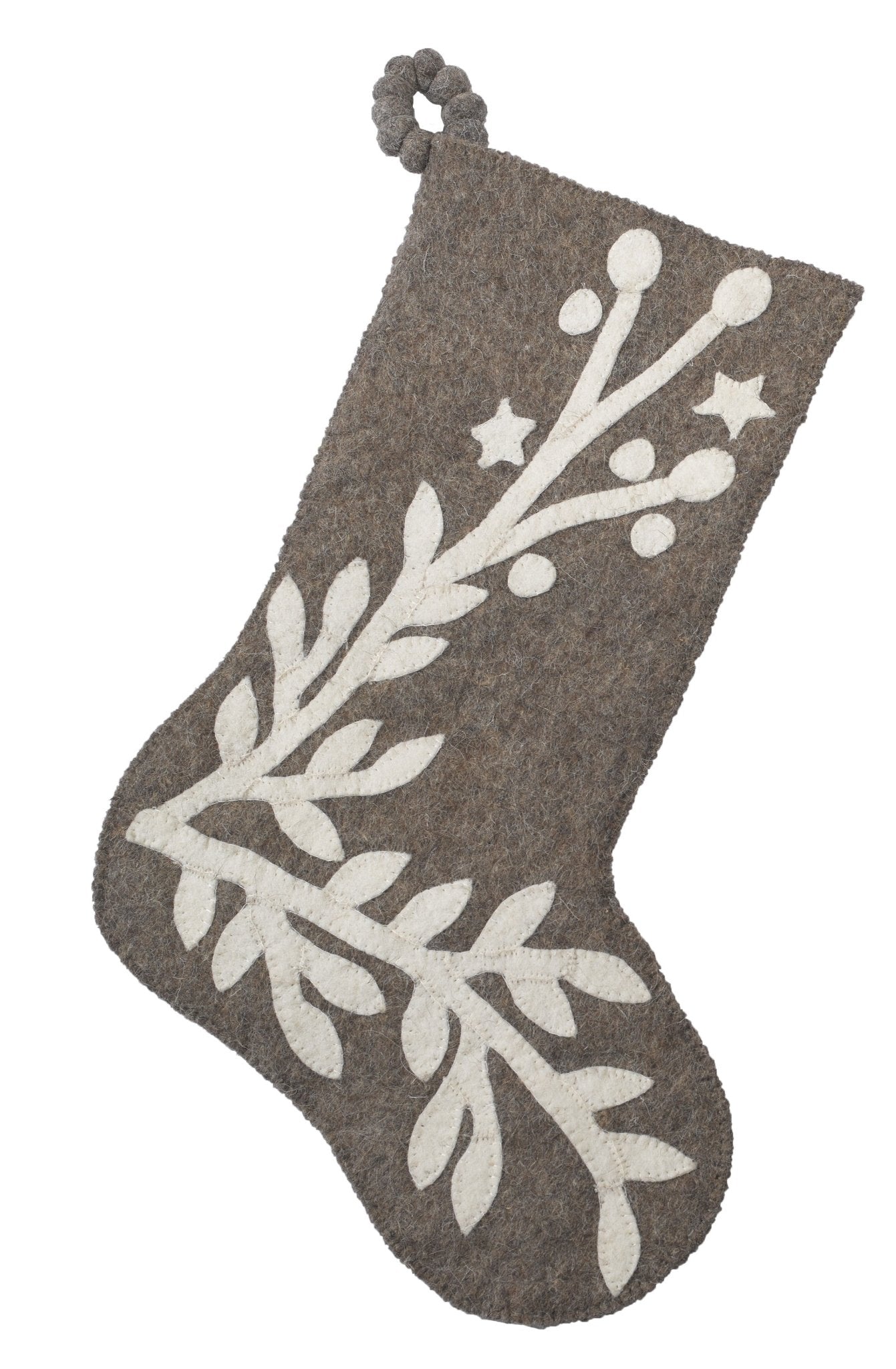 Hand Felted Wool Christmas Stocking – Stars And Branch Gray