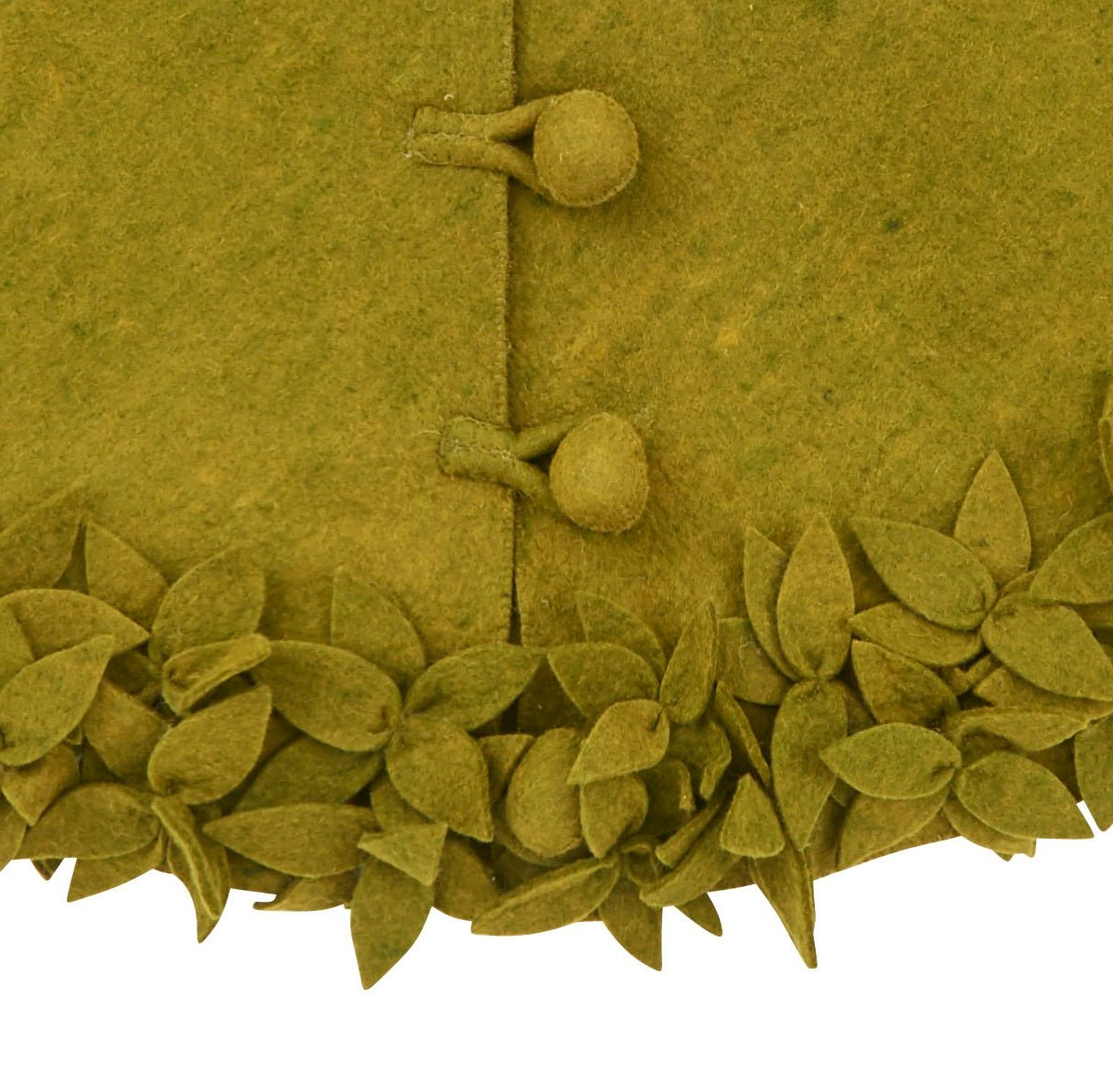 Hand Felted Wool Christmas Tree Skirt - Overlapping Flowers Border In Chartreuse Green - 64"